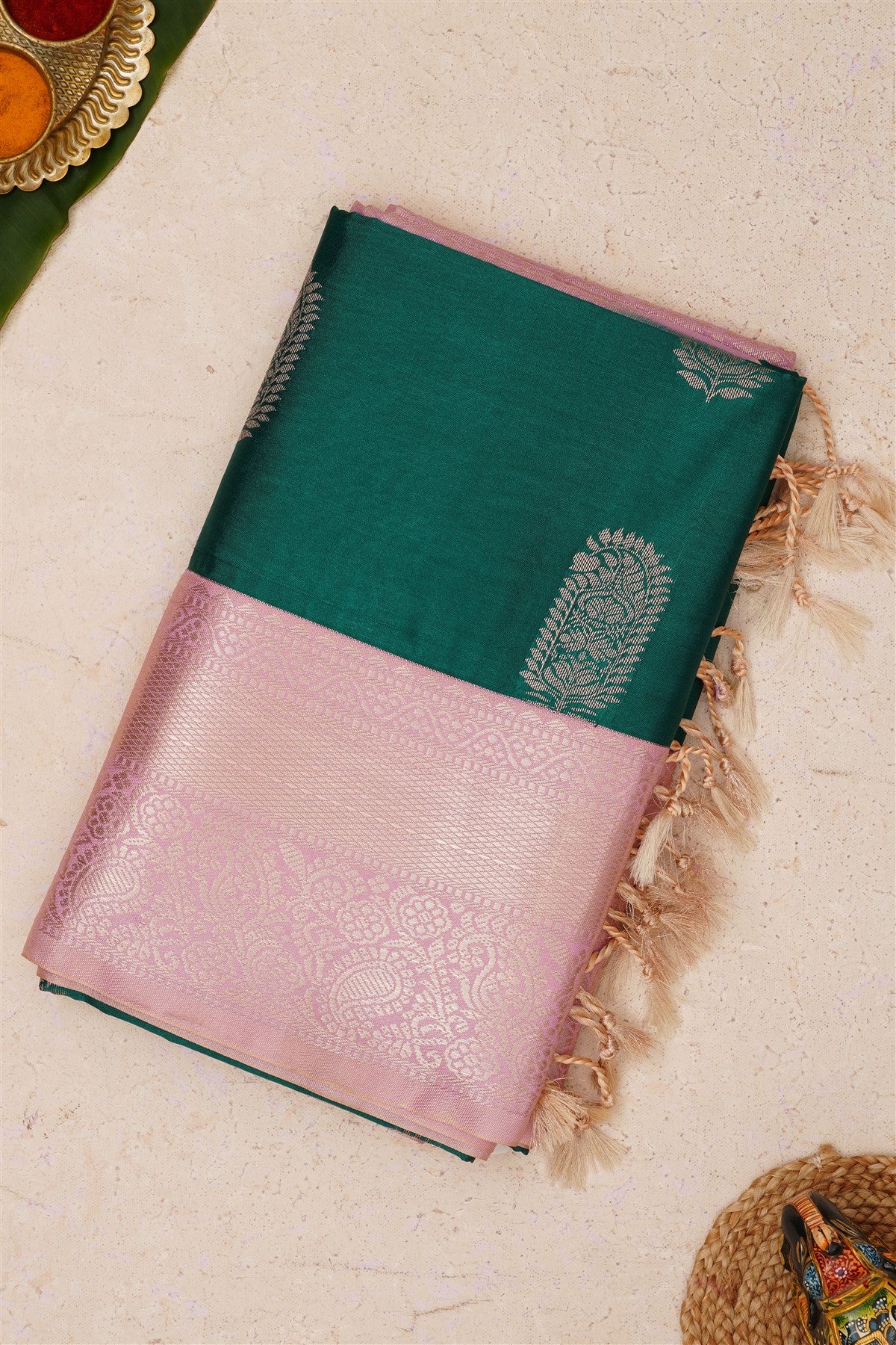 Fancy Vintage Soft Silk Green Saree