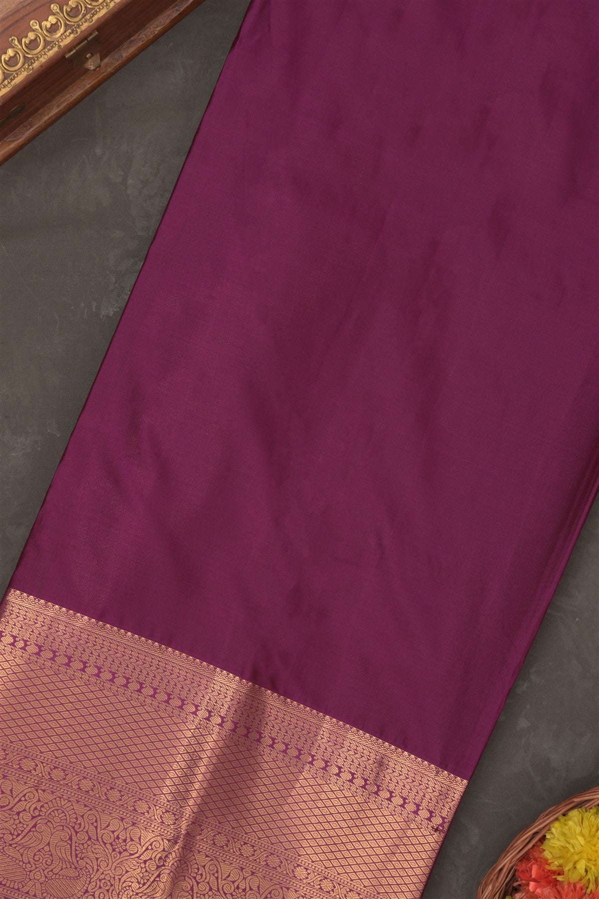 Semi Kanchipuram Silk Blend Grey Saree
