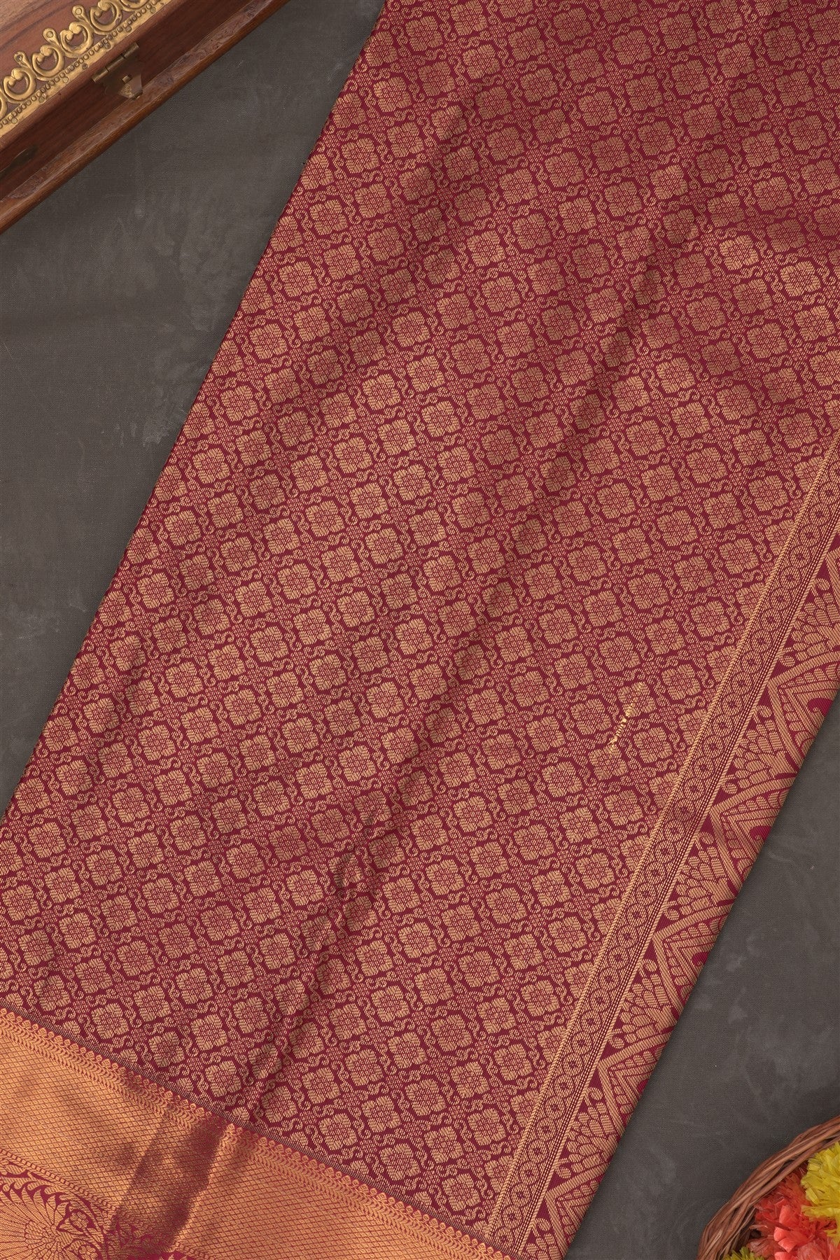 Semi Kanchipuram Silk Blend Light Blue Saree