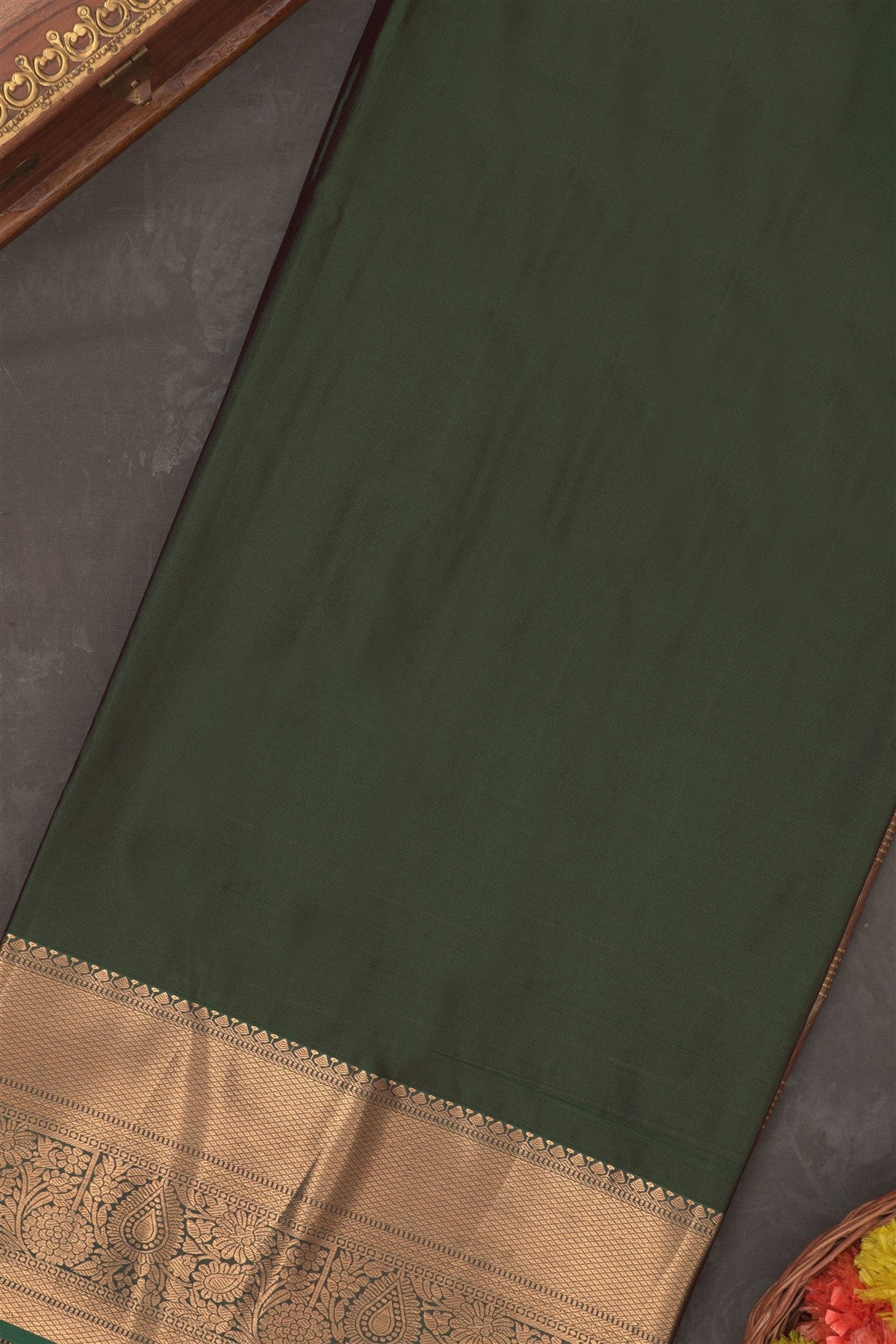 Semi Kanchipuram Silk Blend Light Green Saree