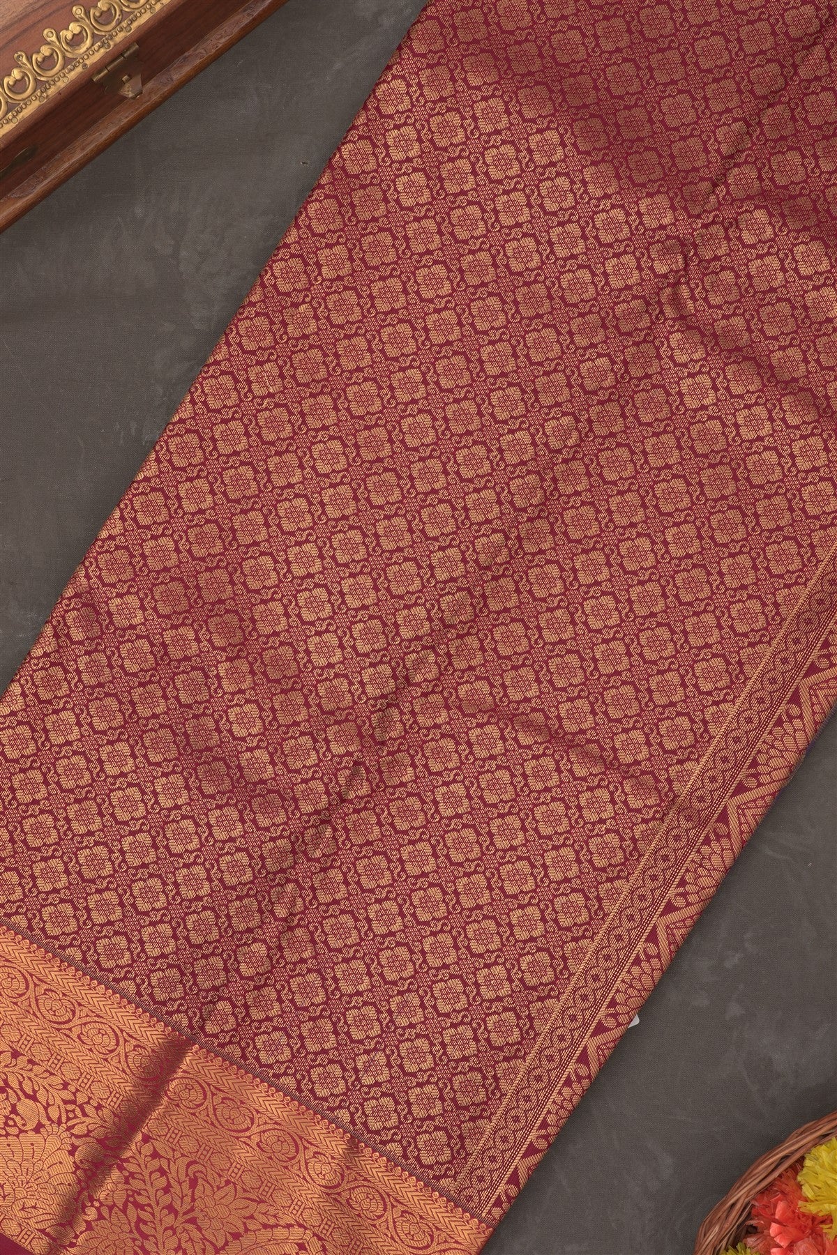 Semi Kanchipuram Silk Blend Light Blue Saree