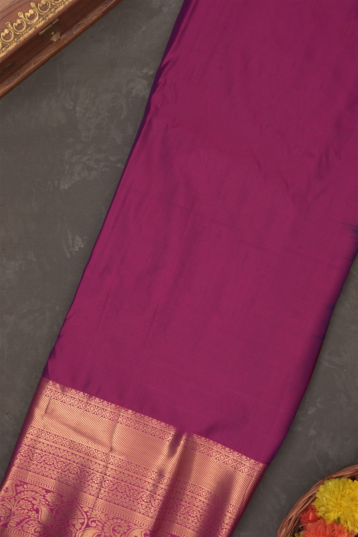Semi Kanchipuram Silk Blend Rama Green Saree