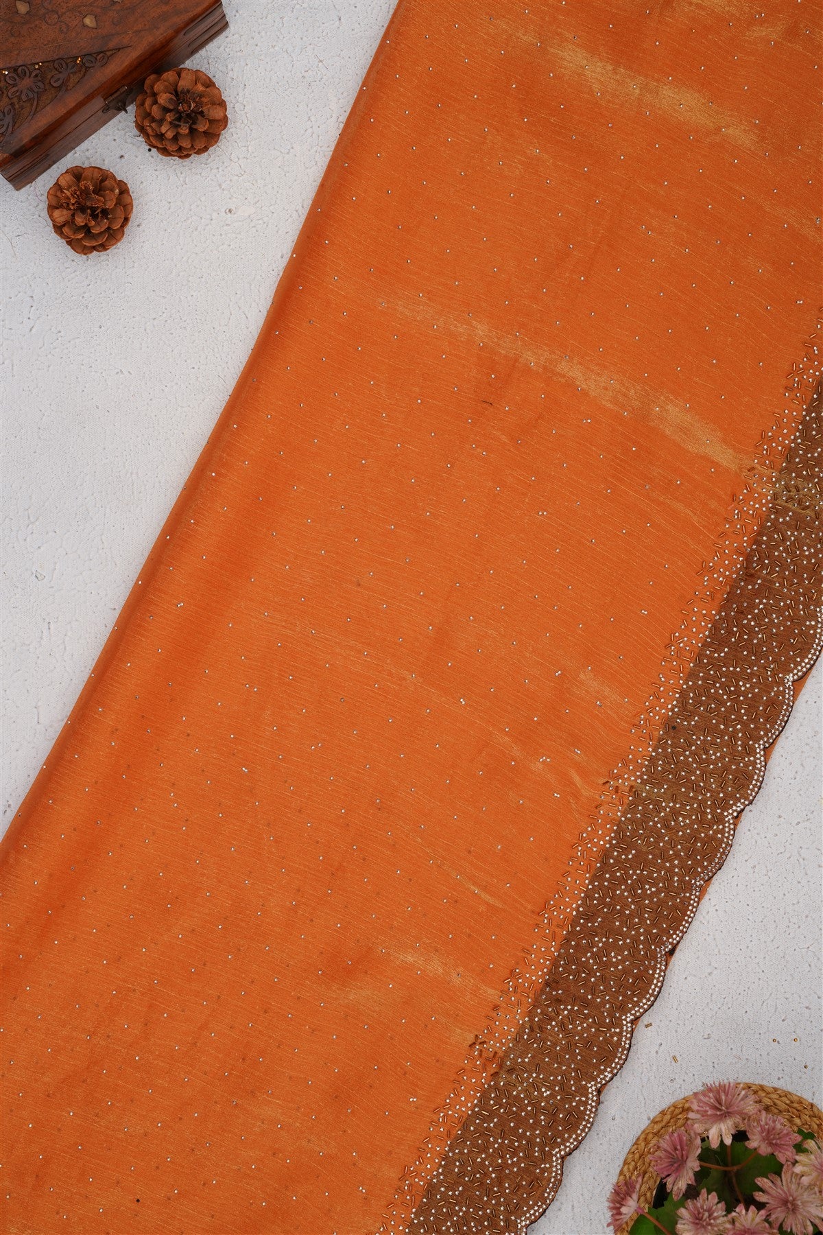 Fancy Chiffon Light Orange Saree