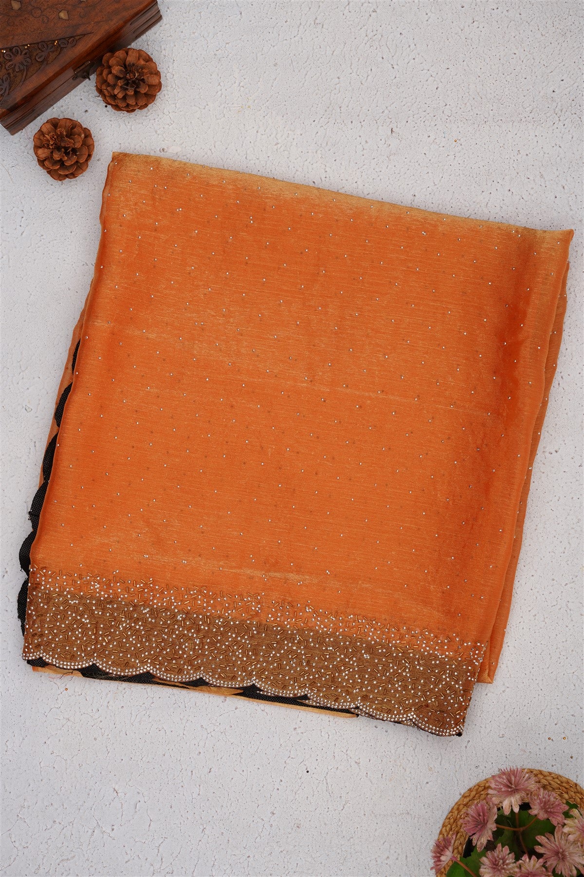 Fancy Chiffon Light Orange Saree