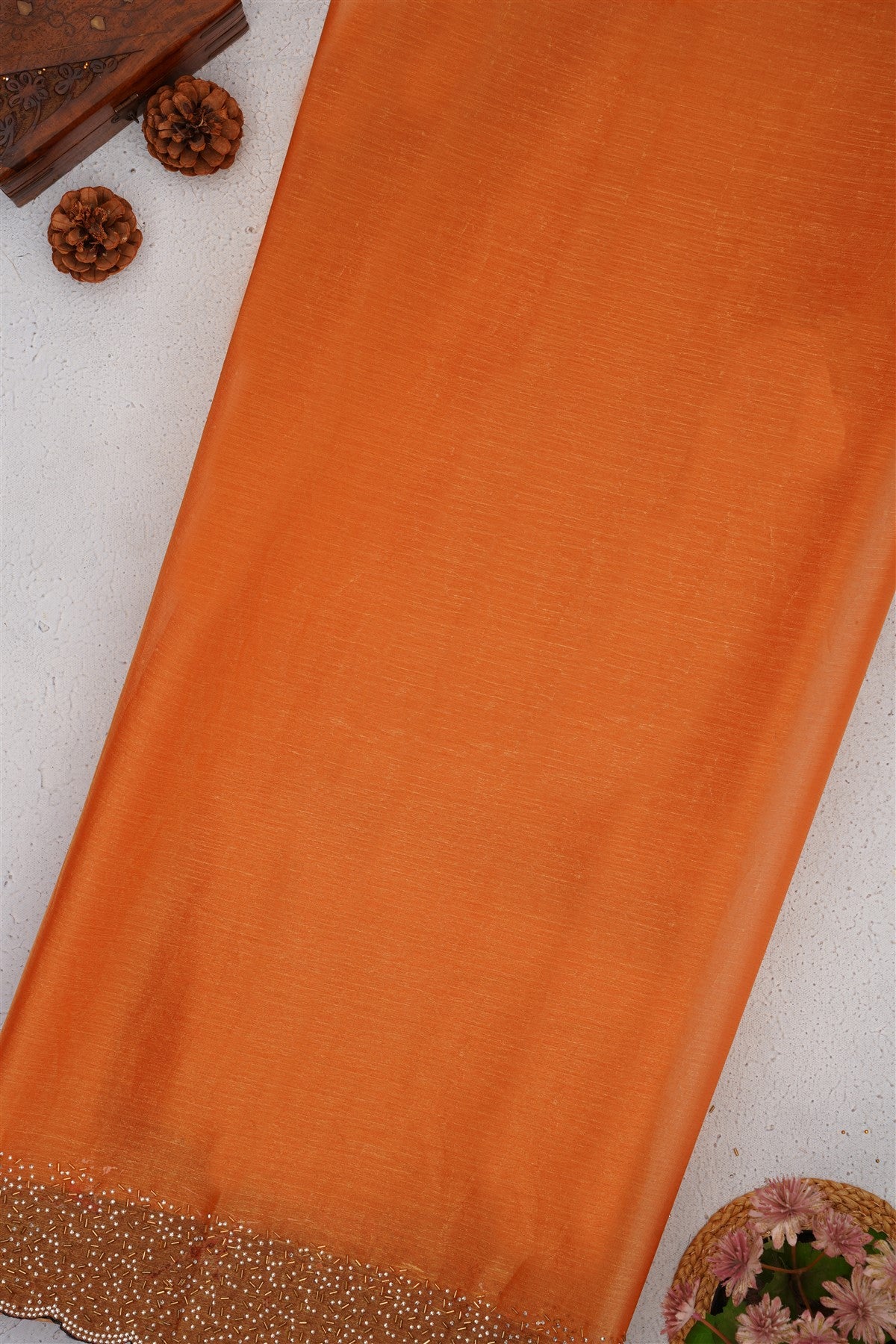 Fancy Chiffon Light Orange Saree