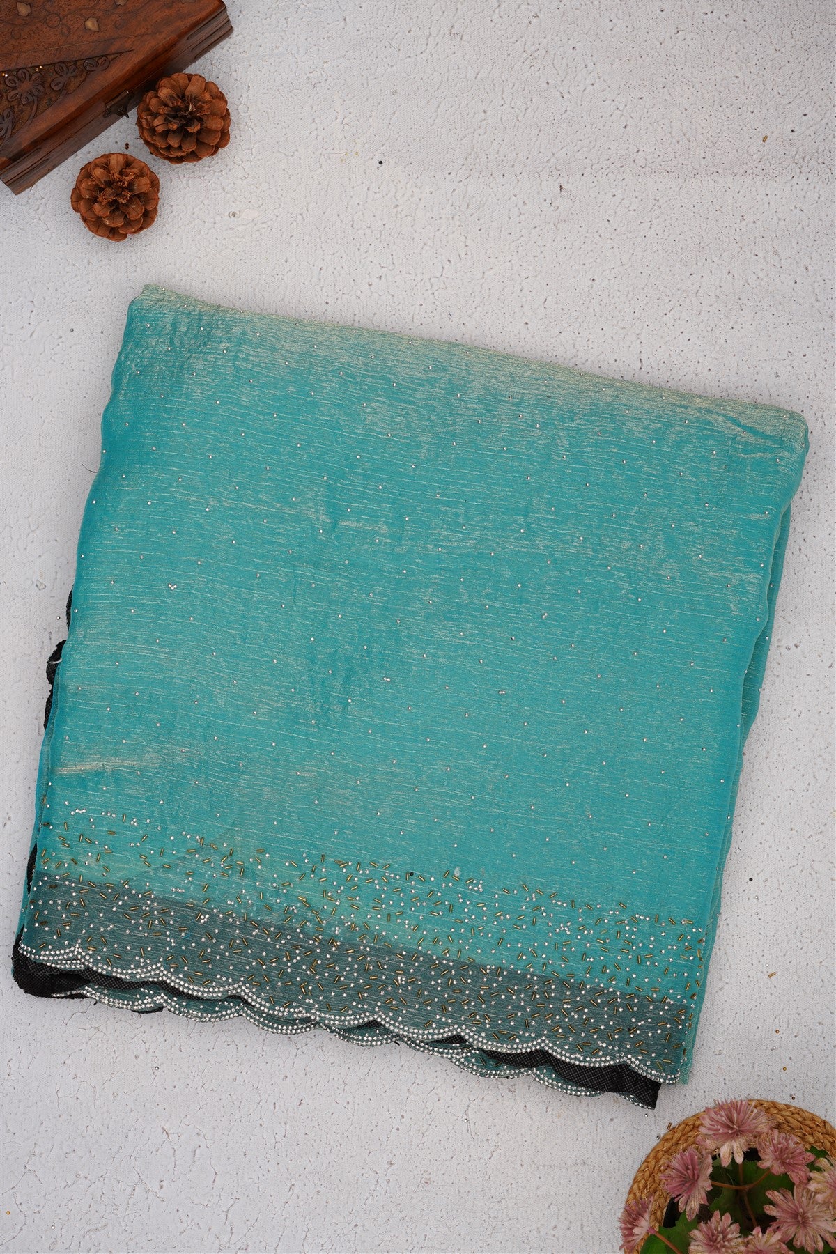 Fancy Chiffon Sky Blue Saree