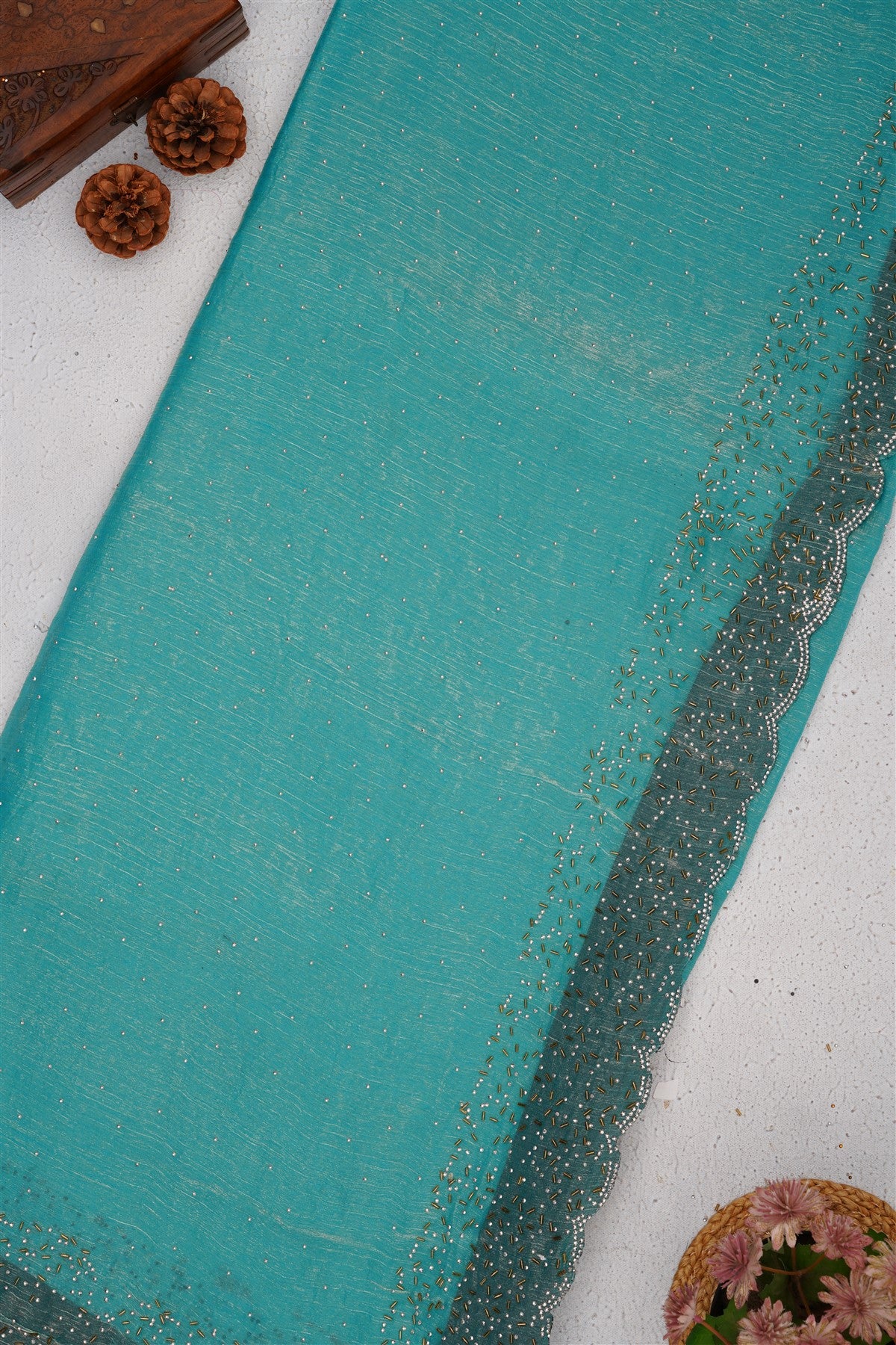 Fancy Chiffon Sky Blue Saree