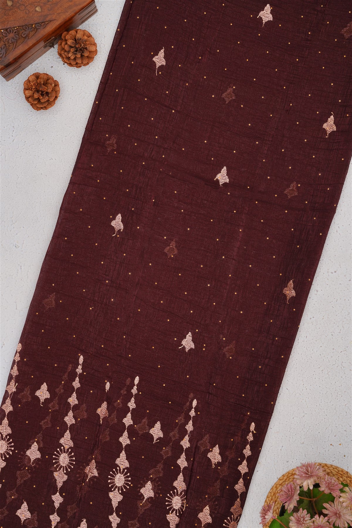 Fancy Frendy Chiffon Dark Brown Saree