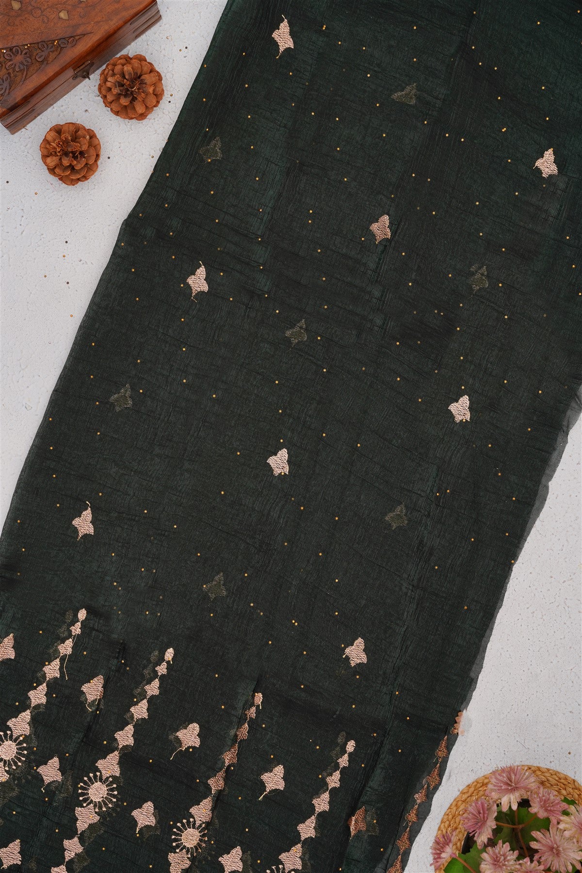 Fancy Frendy Chiffon Dark Green Saree