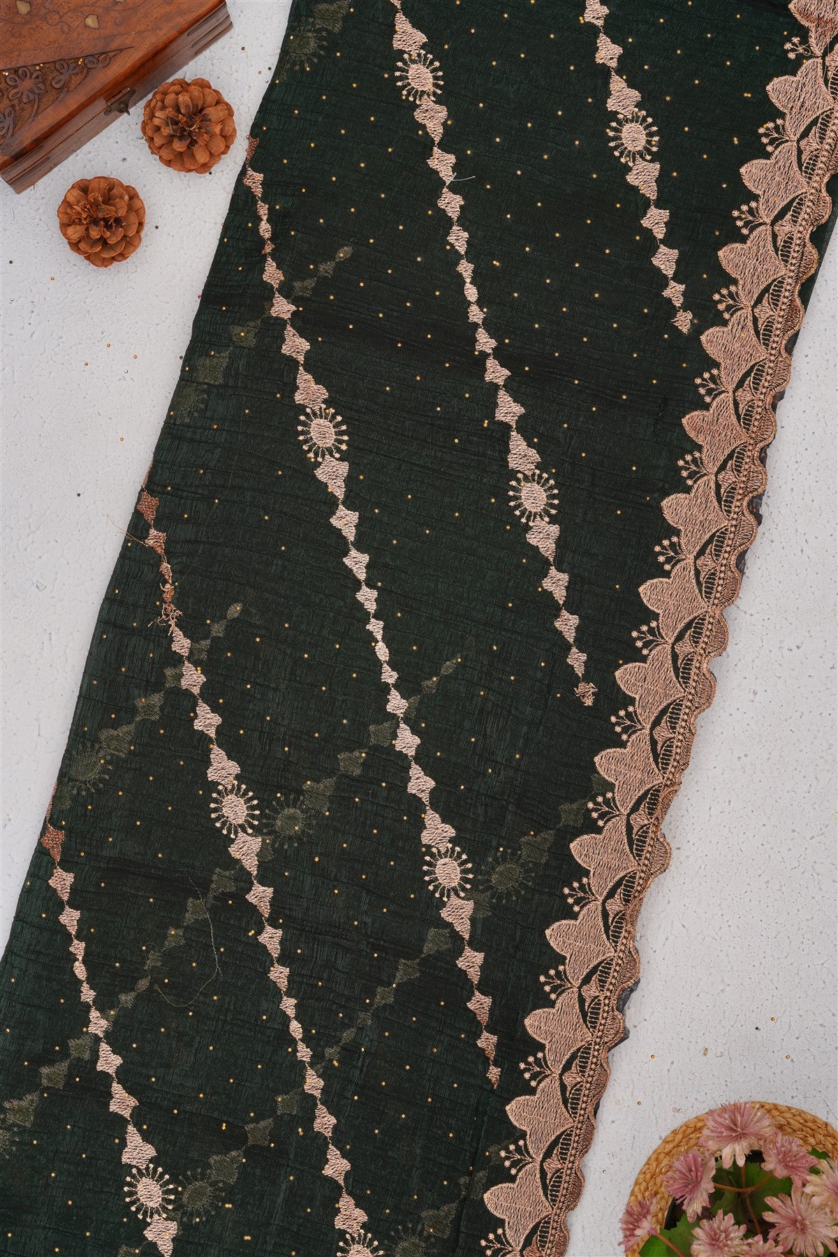 Fancy Frendy Chiffon Dark Green Saree