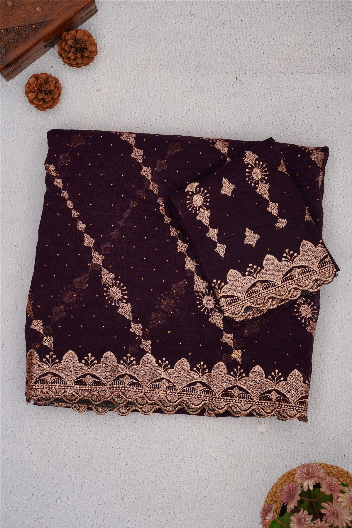 Fancy Frendy Chiffon Dark Violet Saree