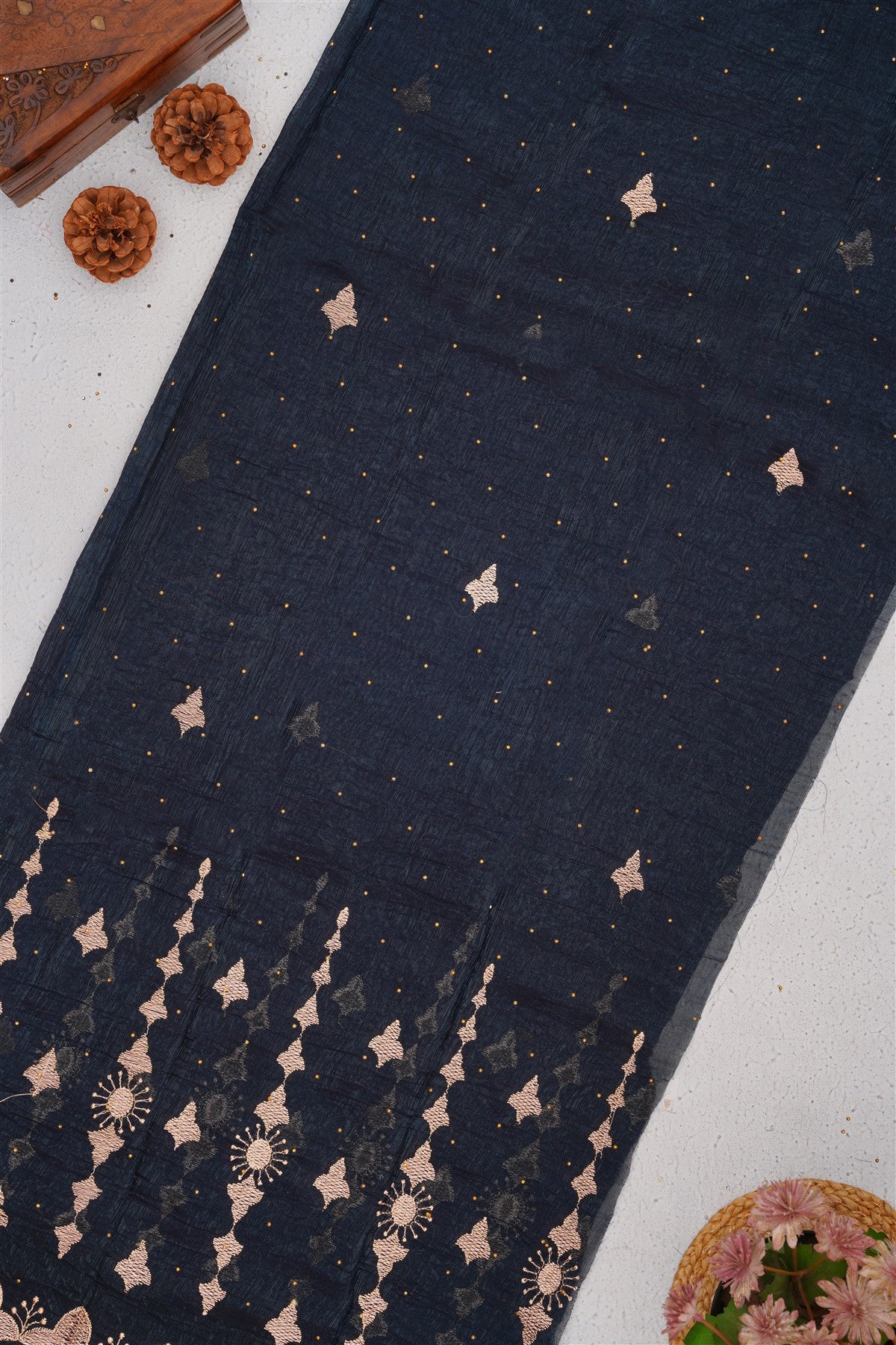 Fancy Frendy Chiffon Peacock Blue Saree