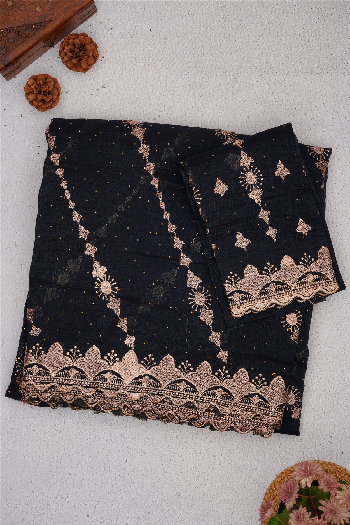 Fancy Frendy Chiffon Peacock Blue Saree