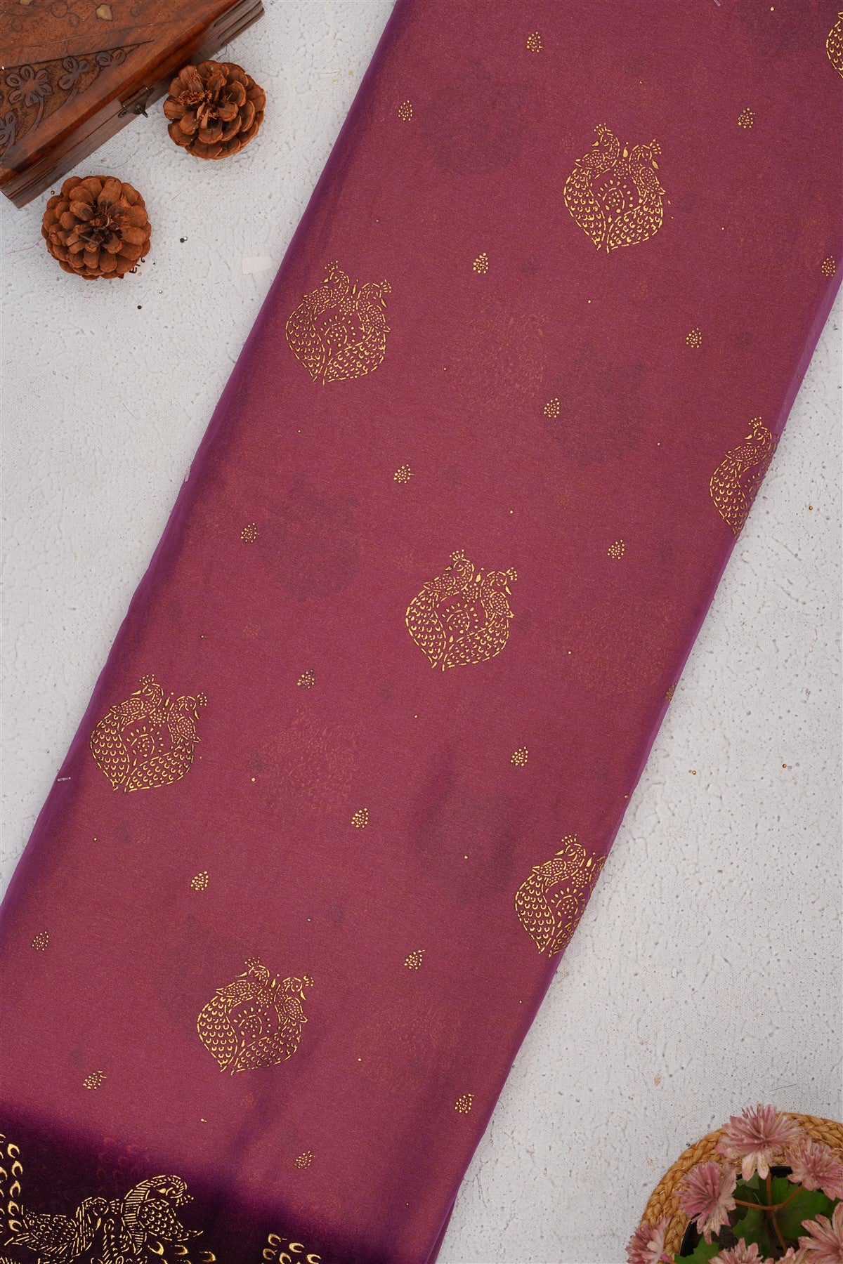 Fancy Shimmer Chiffon Light Purple Saree