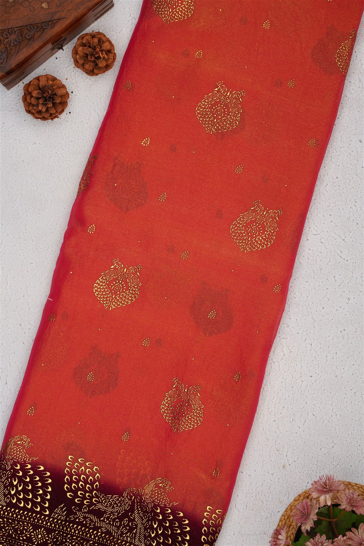 Fancy Shimmer Chiffon Pink Saree