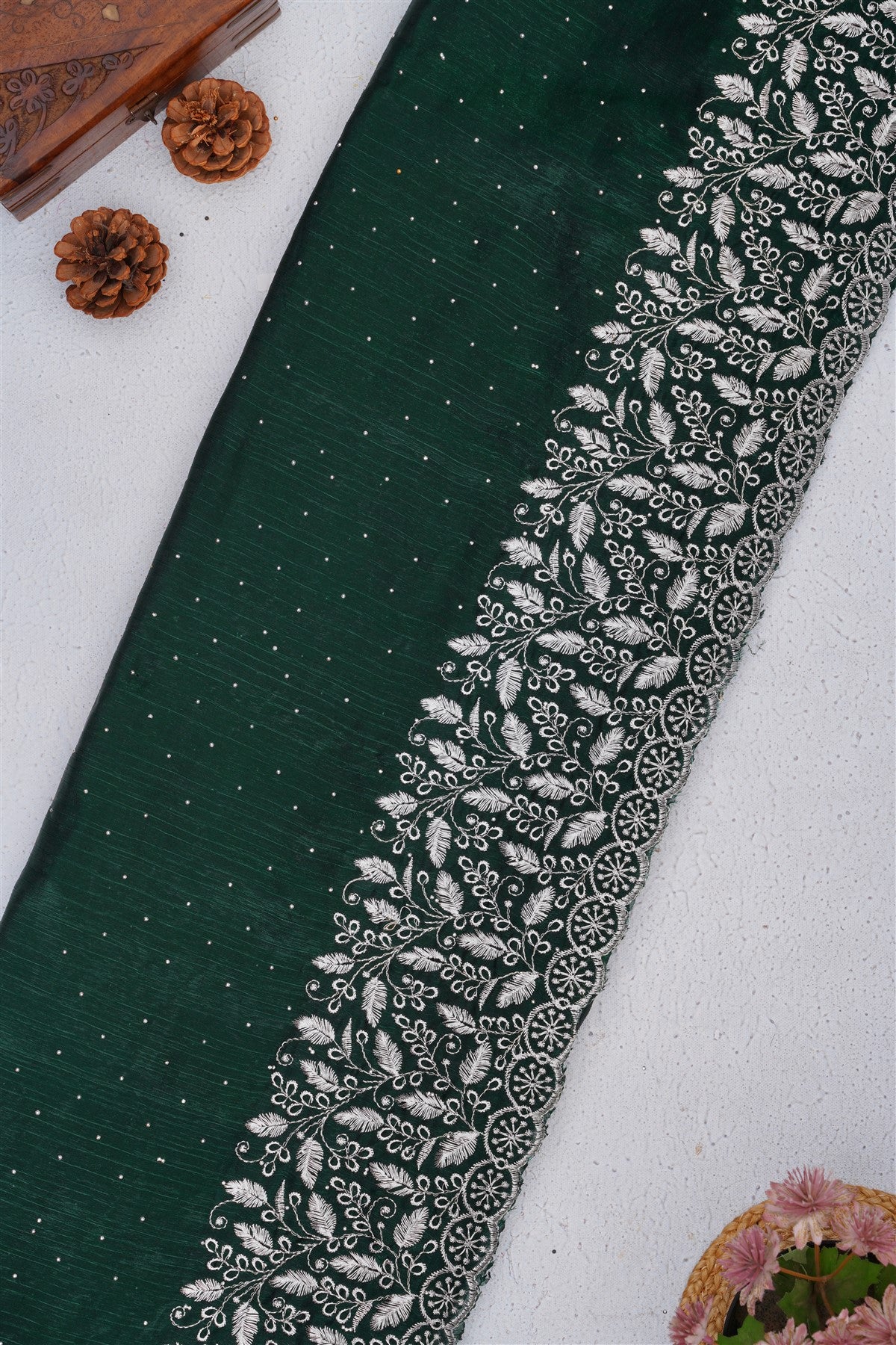 Fancy Frendy Chiffon Dark Green Saree
