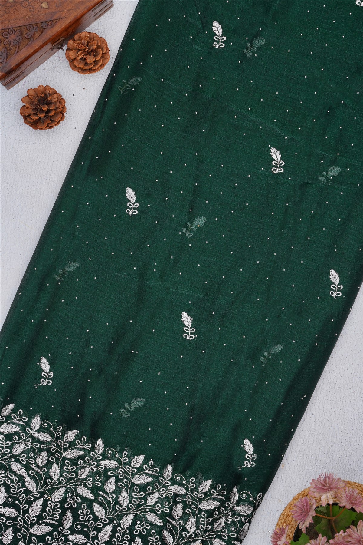 Fancy Frendy Chiffon Dark Green Saree