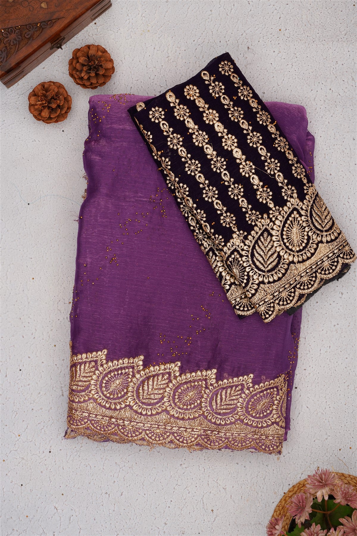 Fancy Frendy Satin Lavender Saree