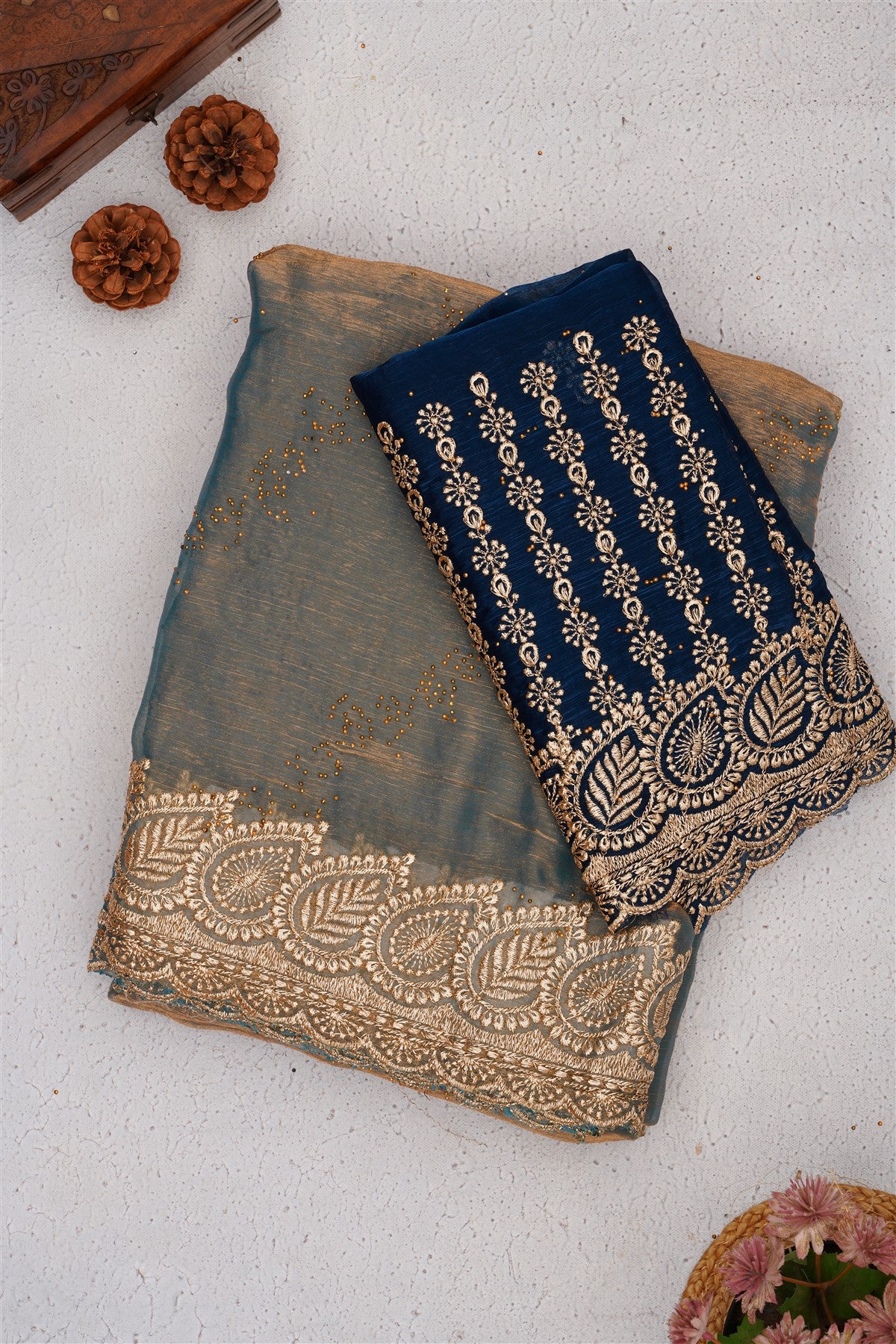 Fancy Frendy Satin Light Blue Saree