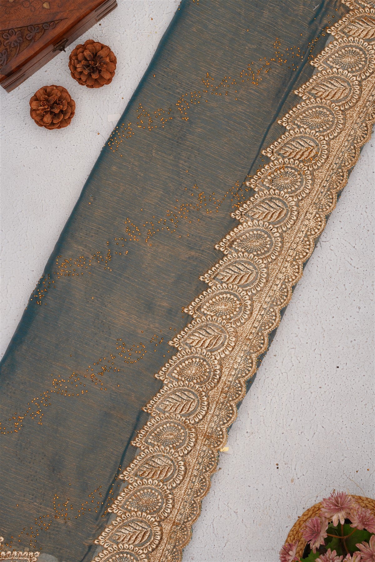 Fancy Frendy Satin Light Blue Saree