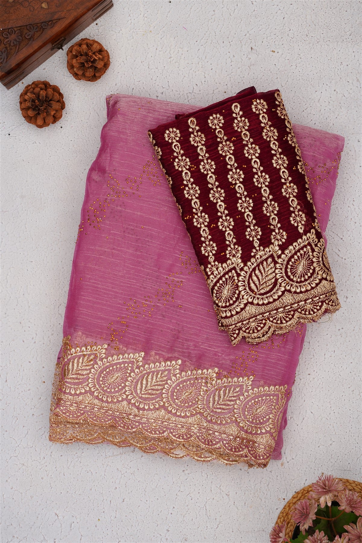 Fancy Frendy Satin Light Pink Saree