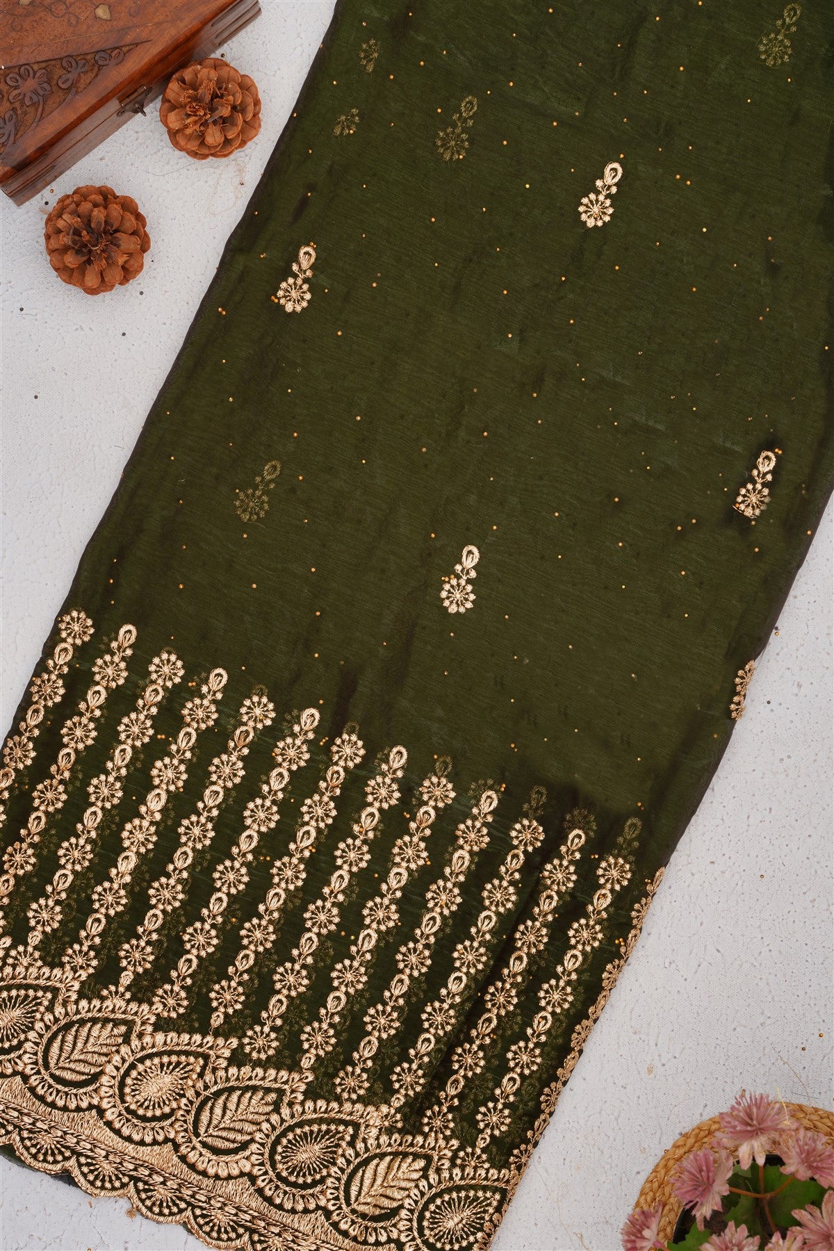 Fancy Frendy Satin Lime Green Saree