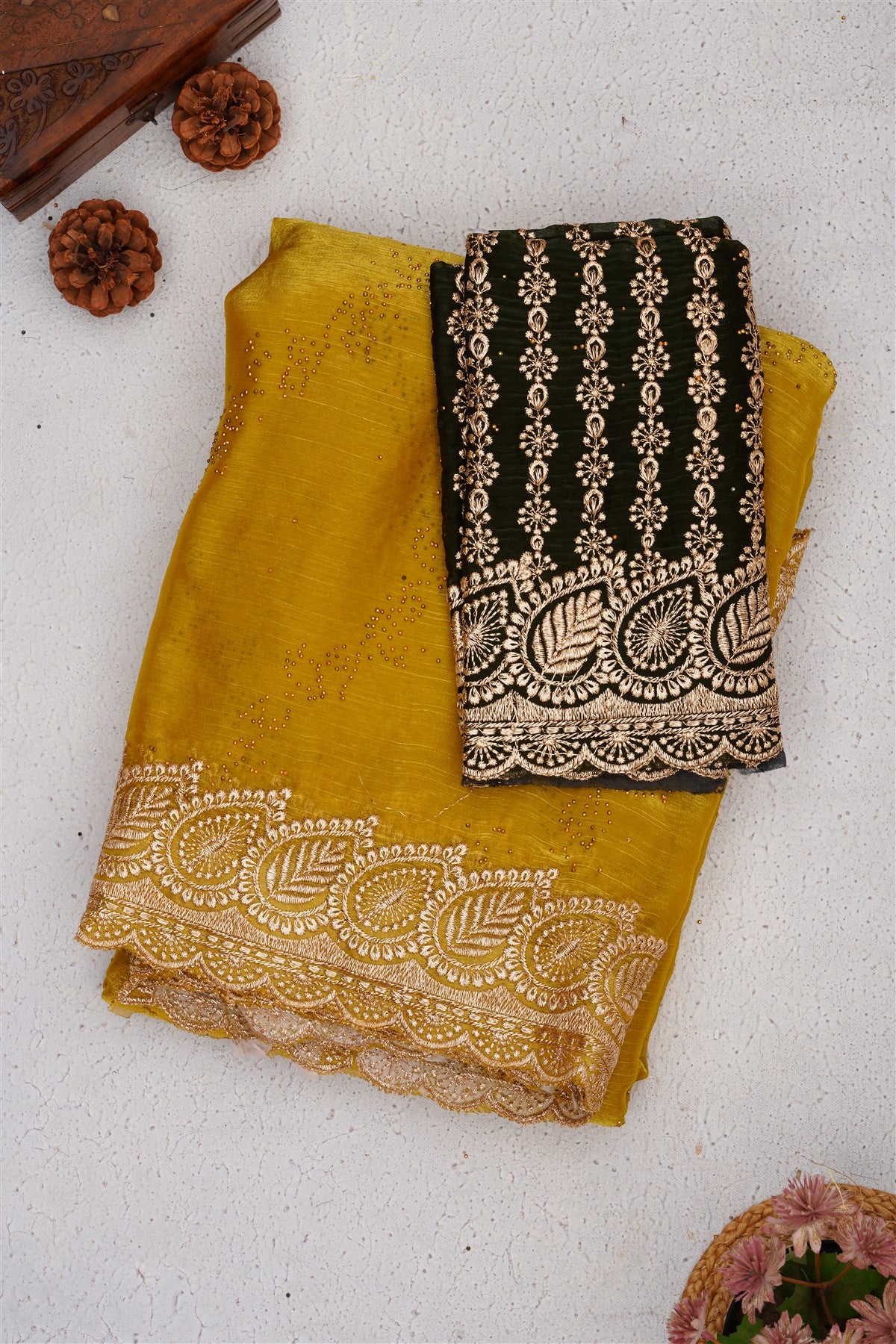Fancy Frendy Satin Lime Green Saree
