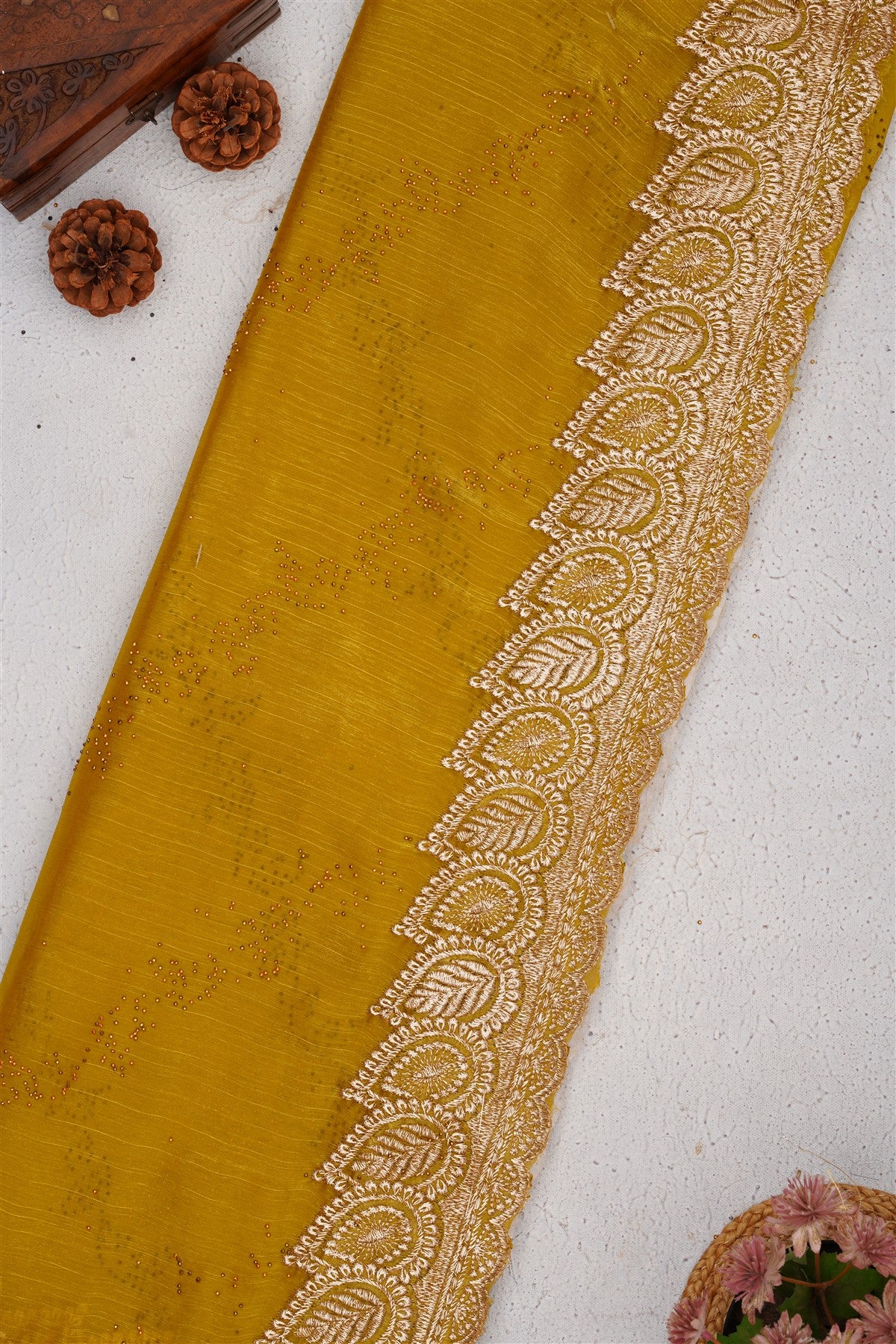 Fancy Frendy Satin Lime Green Saree