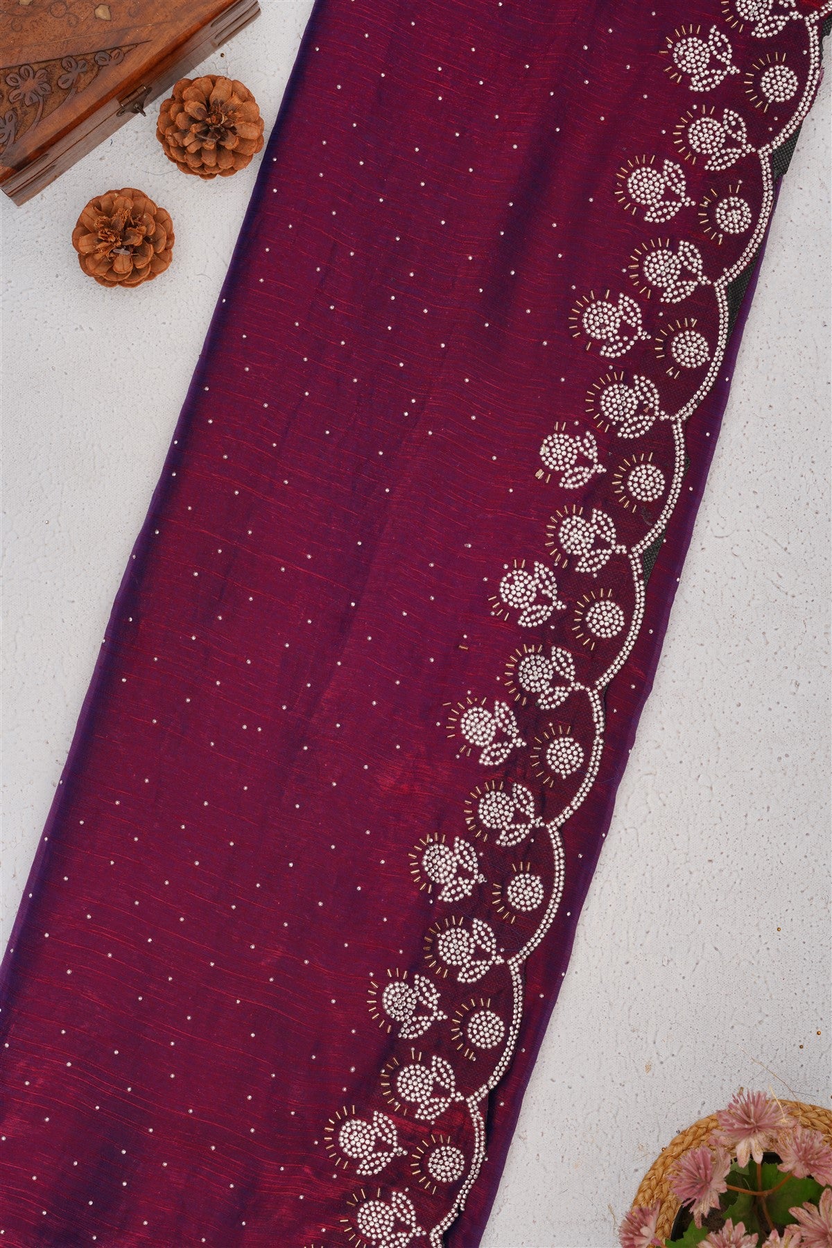 Fancy Frendy Chiffon Dark Purple Saree