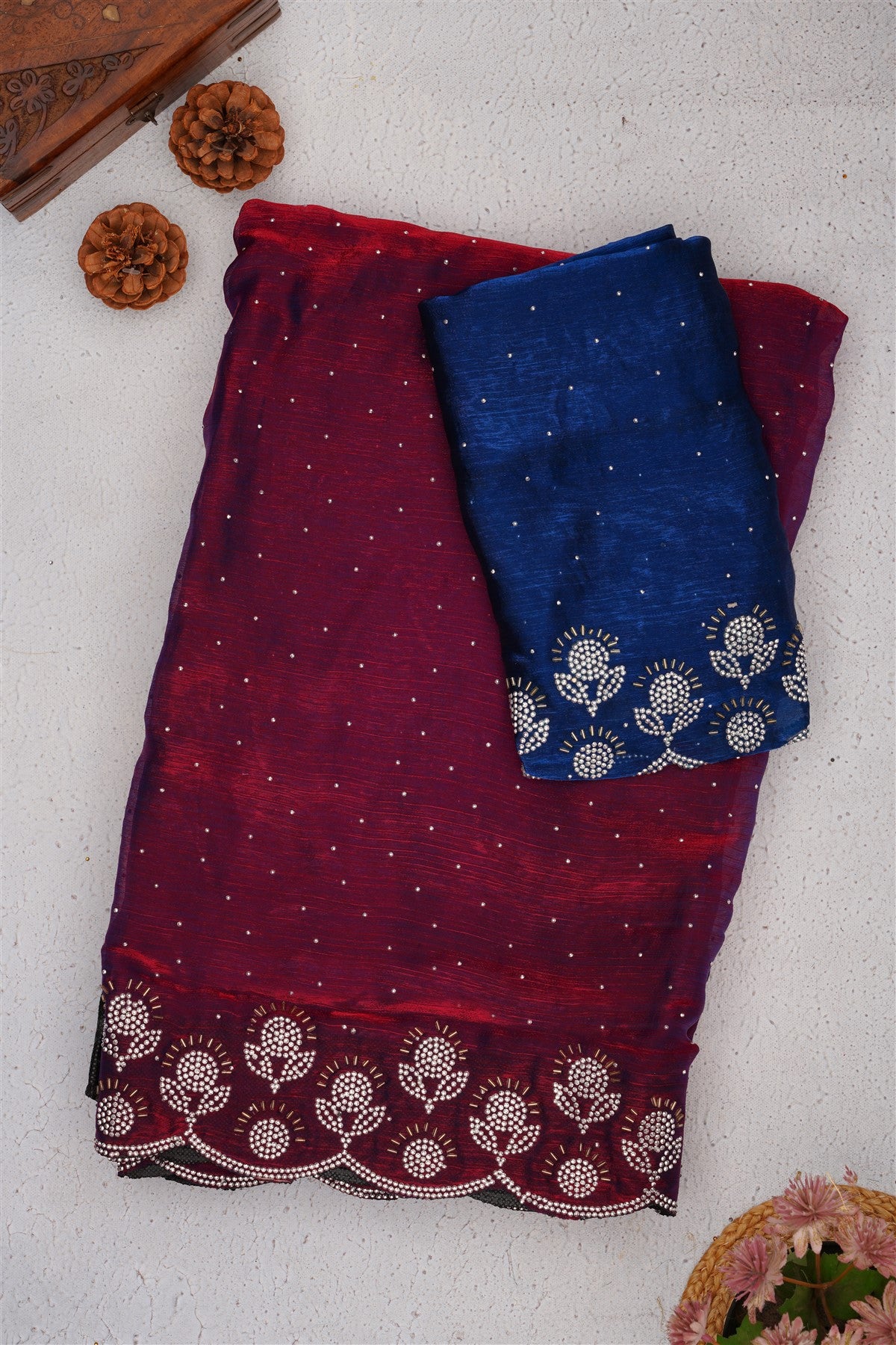 Fancy Frendy Chiffon Dark Purple Saree