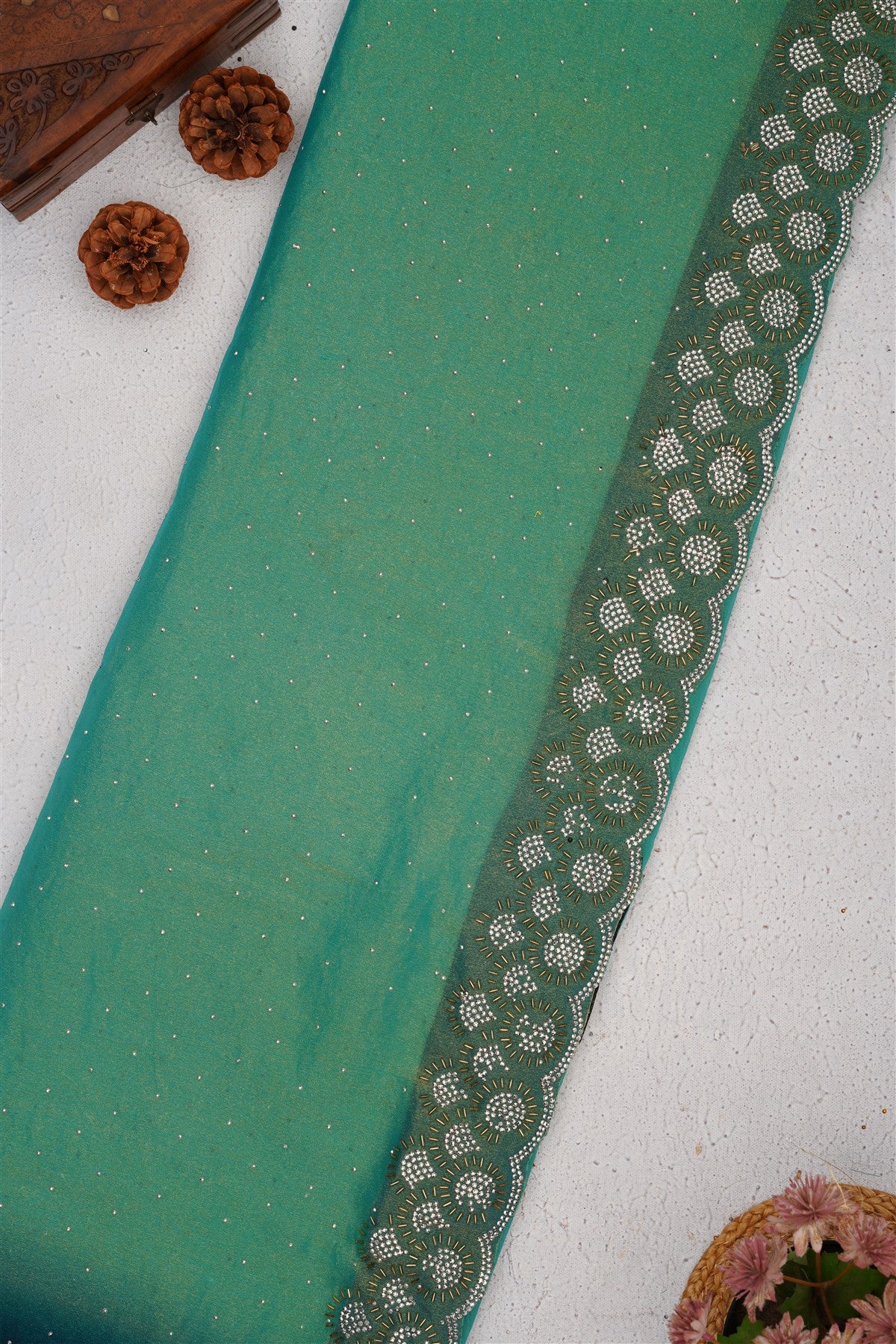 Fancy Frendy Chiffon Sea Green Saree
