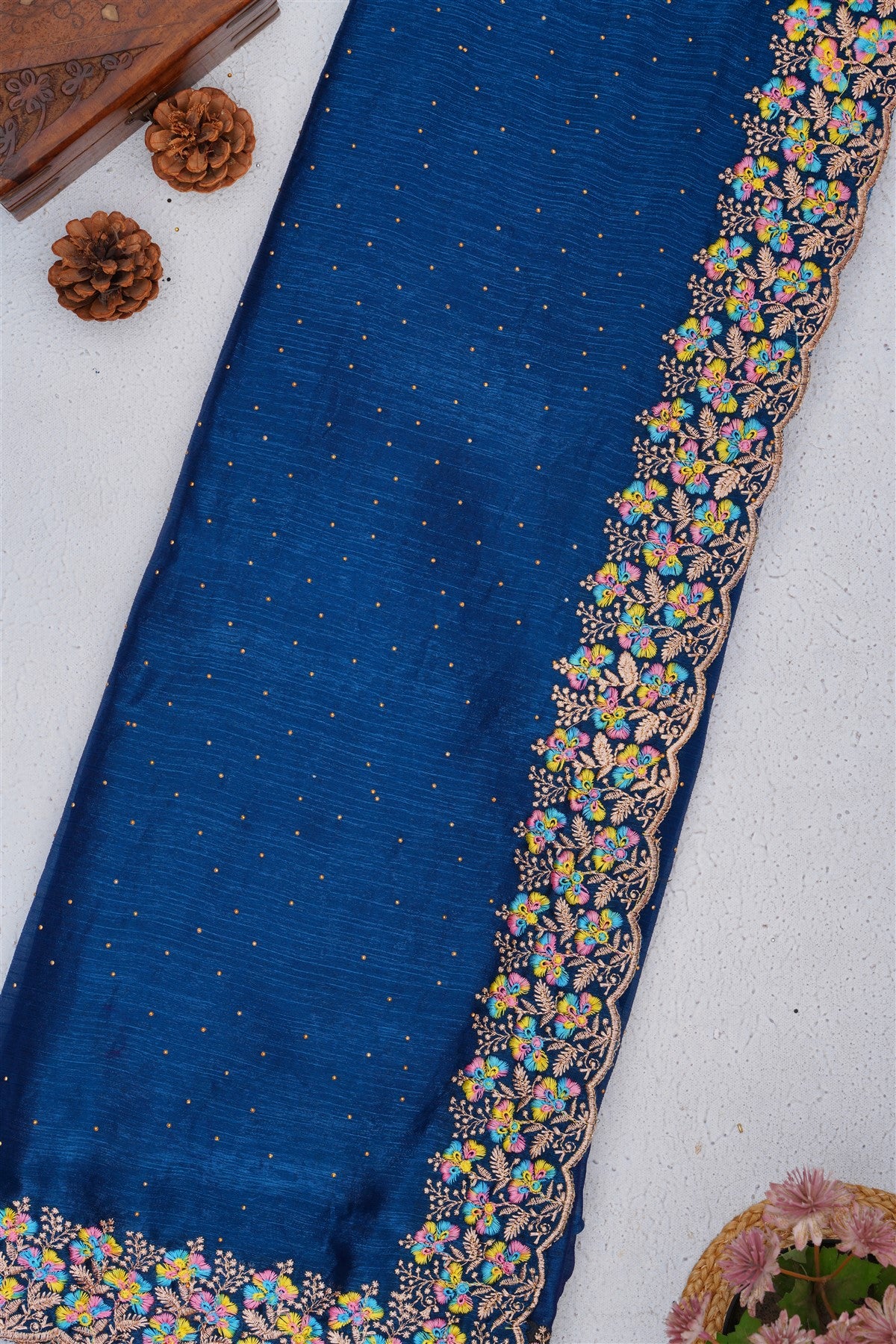 Fancy Frendy Chiffon Dark Blue Saree