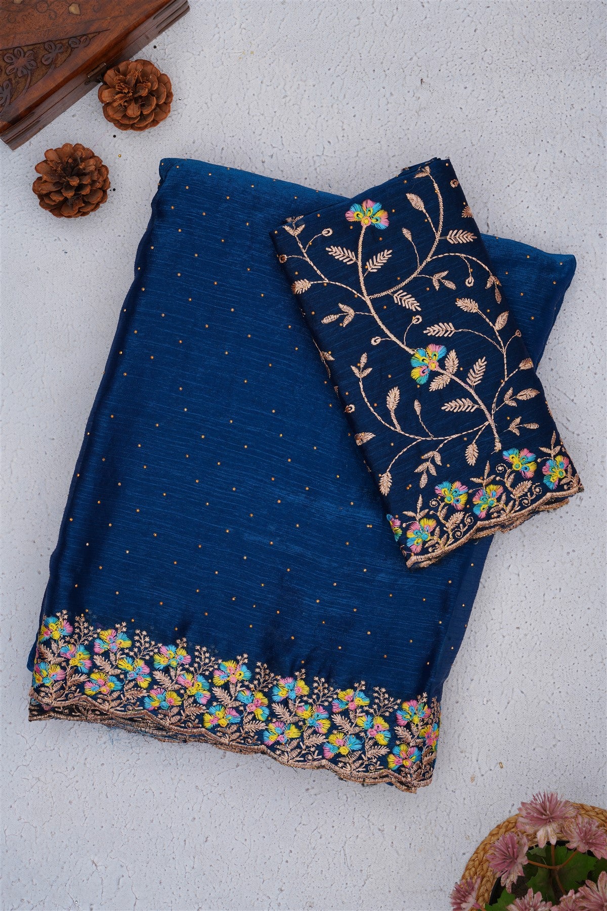 Fancy Frendy Chiffon Dark Blue Saree