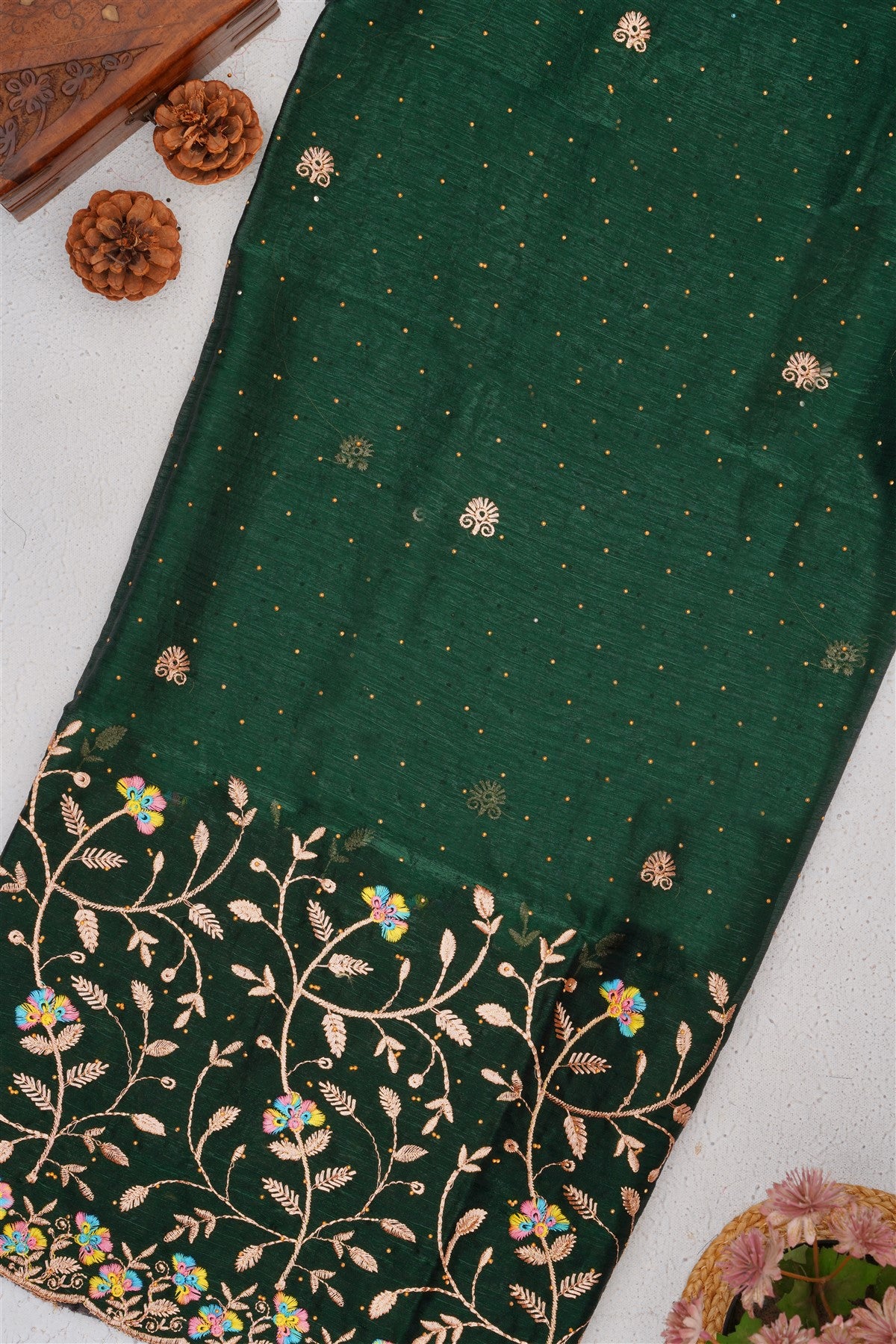 Fancy Frendy Chiffon Dark Green Saree