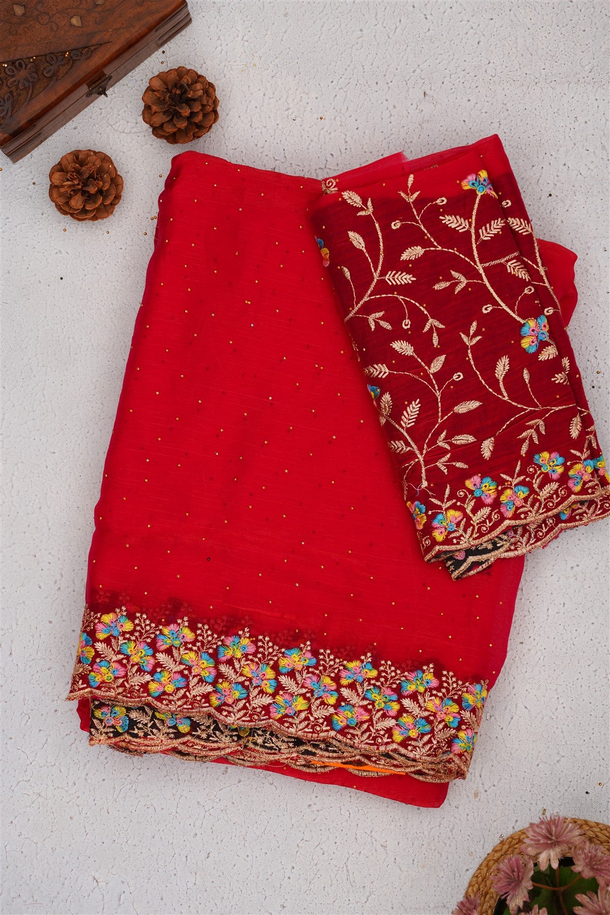 Fancy Frendy Chiffon Dark Pink Saree