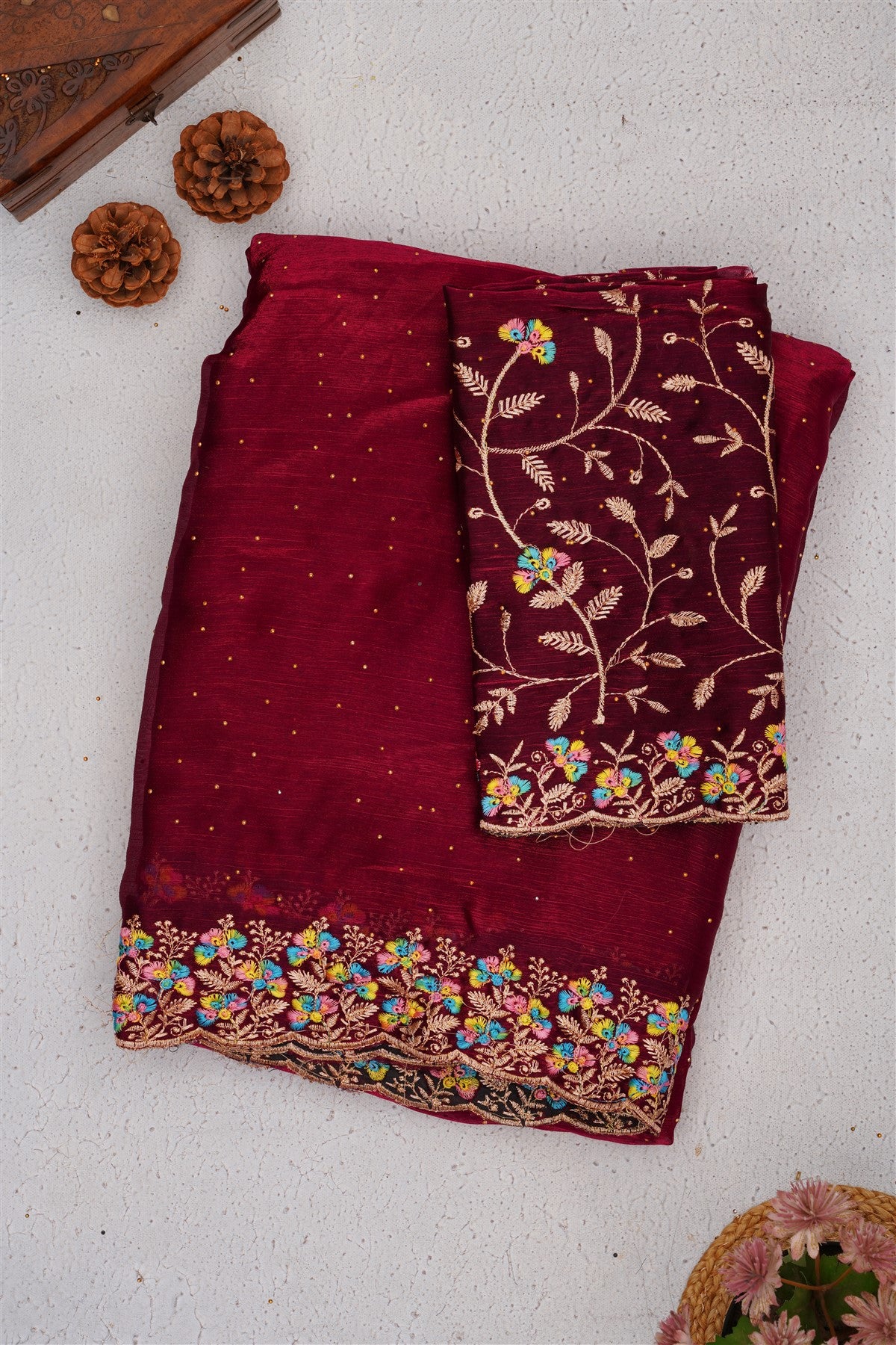 Fancy Frendy Chiffon Dark Purple Saree