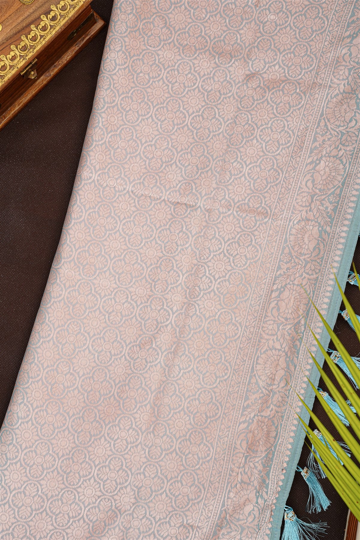 Fancy Silk Blend Coral Saree