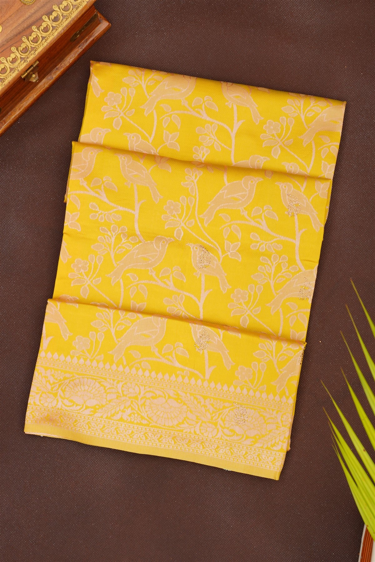 Fancy Silk Blend Lime Green Saree