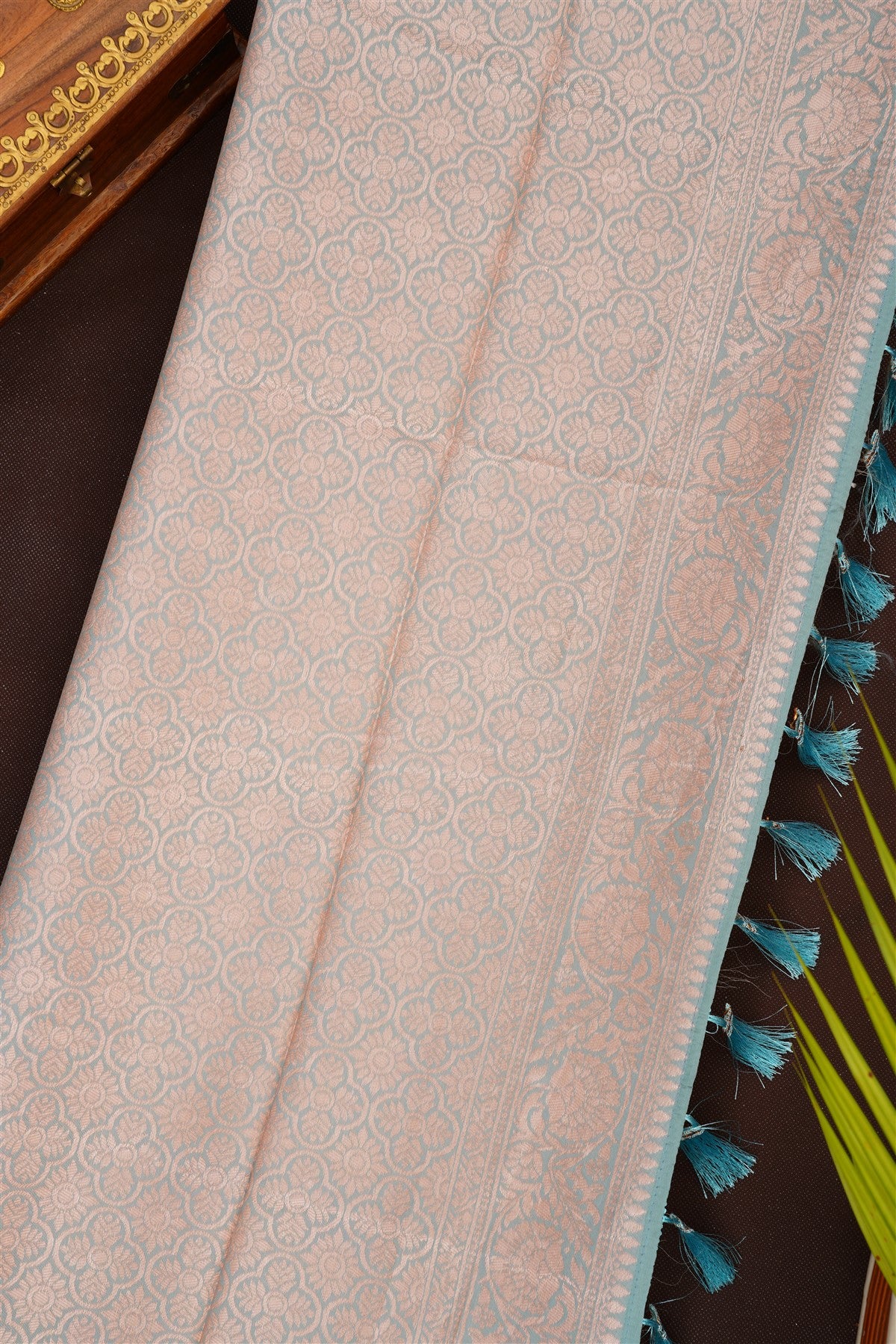 Fancy Silk Blend Lime Green Saree