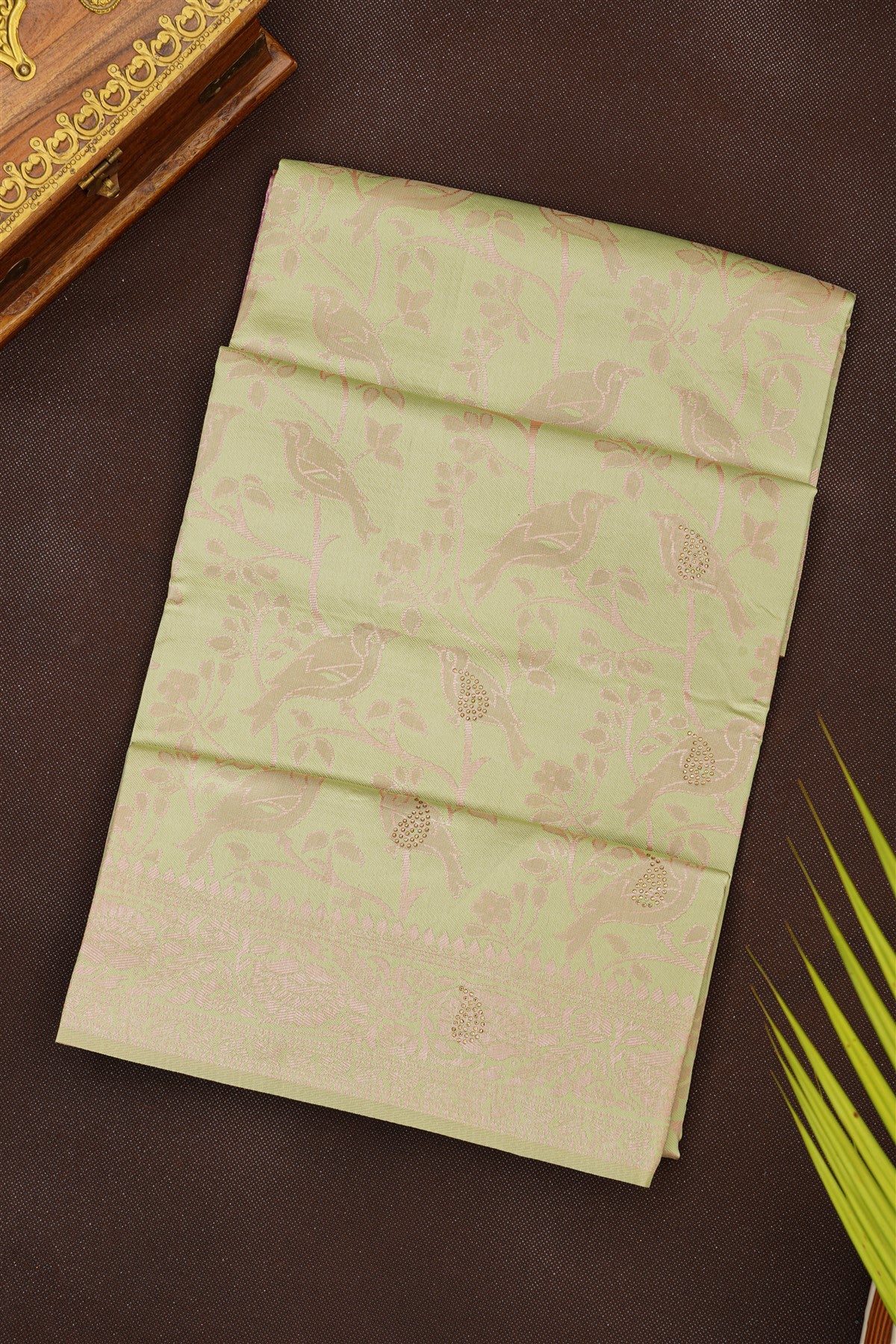Fancy Silk Blend Pista Green Saree