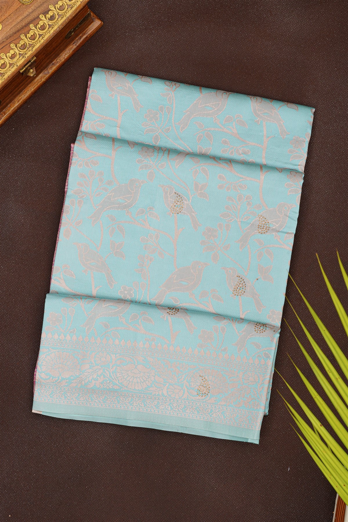 Fancy Silk Blend Sky Blue Saree