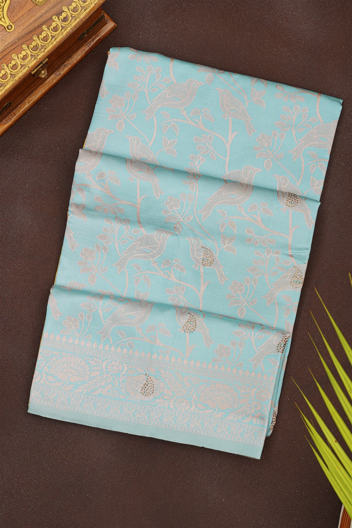 Fancy Silk Blend Sky Blue Saree