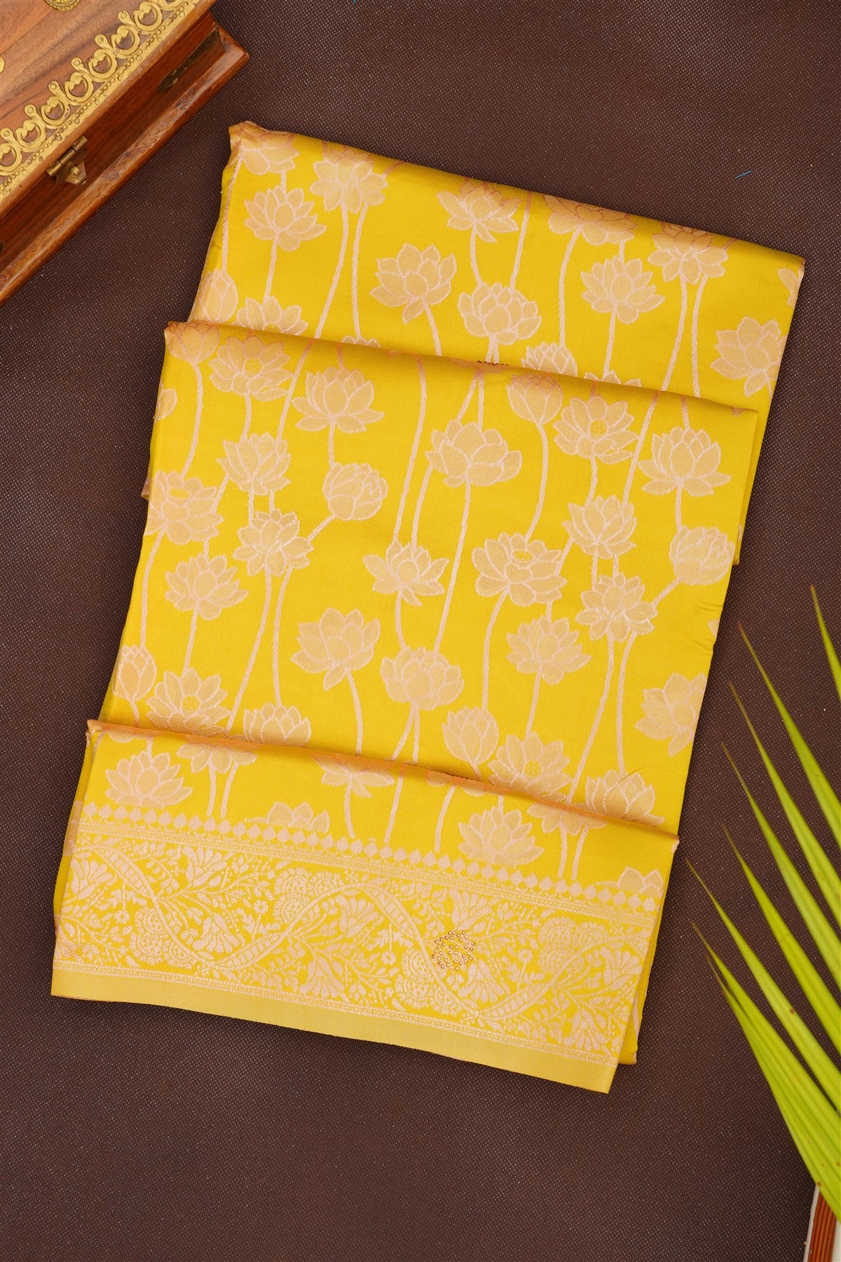 Fancy Silk Blend Lime Green Saree