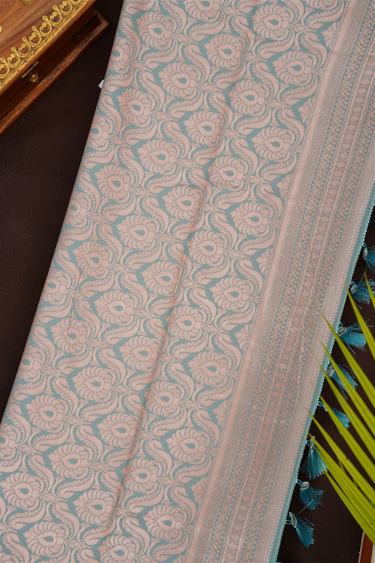 Fancy Silk Blend Lime Green Saree