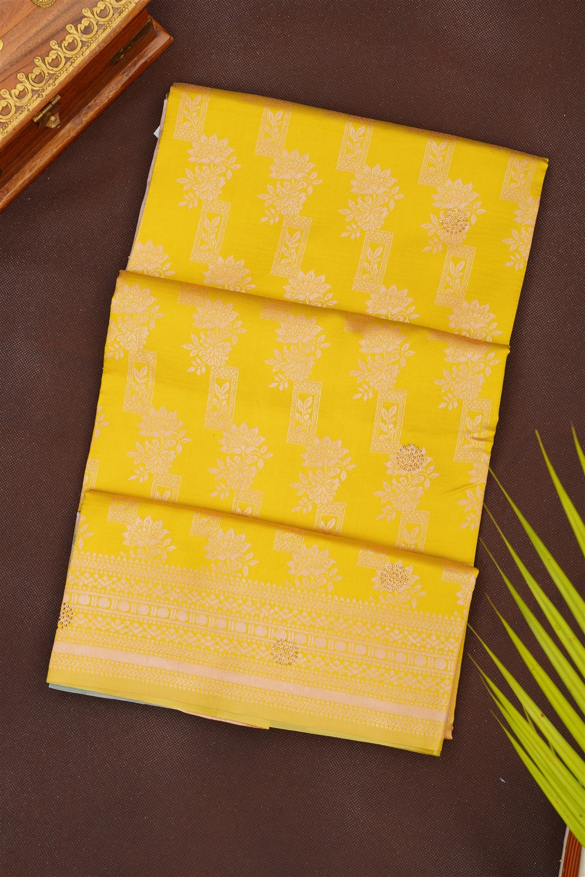 Fancy Silk Blend Lime Green Saree