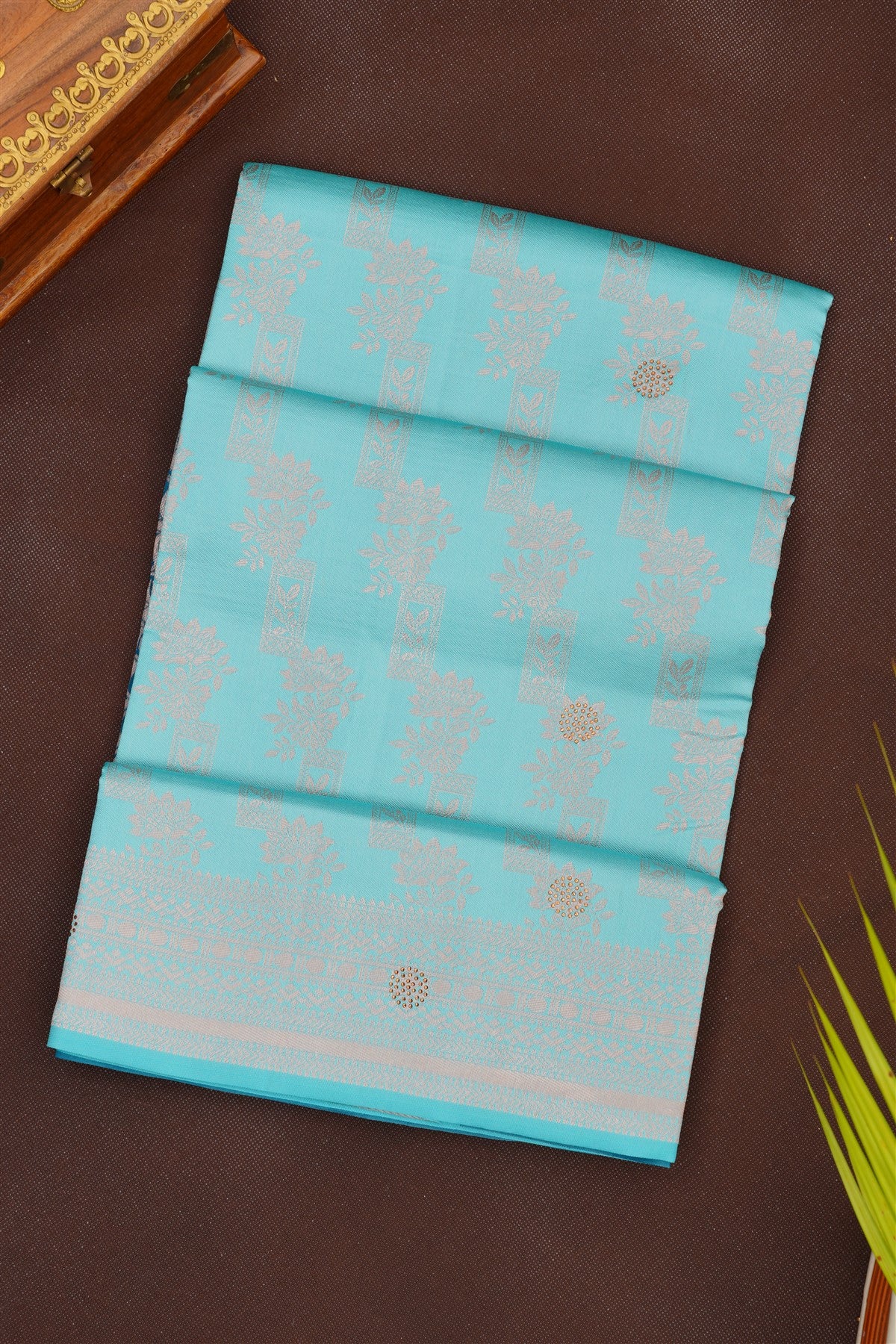 Fancy Silk Blend Sky Blue Saree