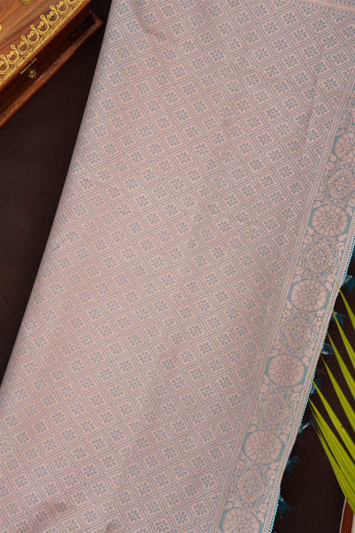 Fancy Silk Blend Coral Saree