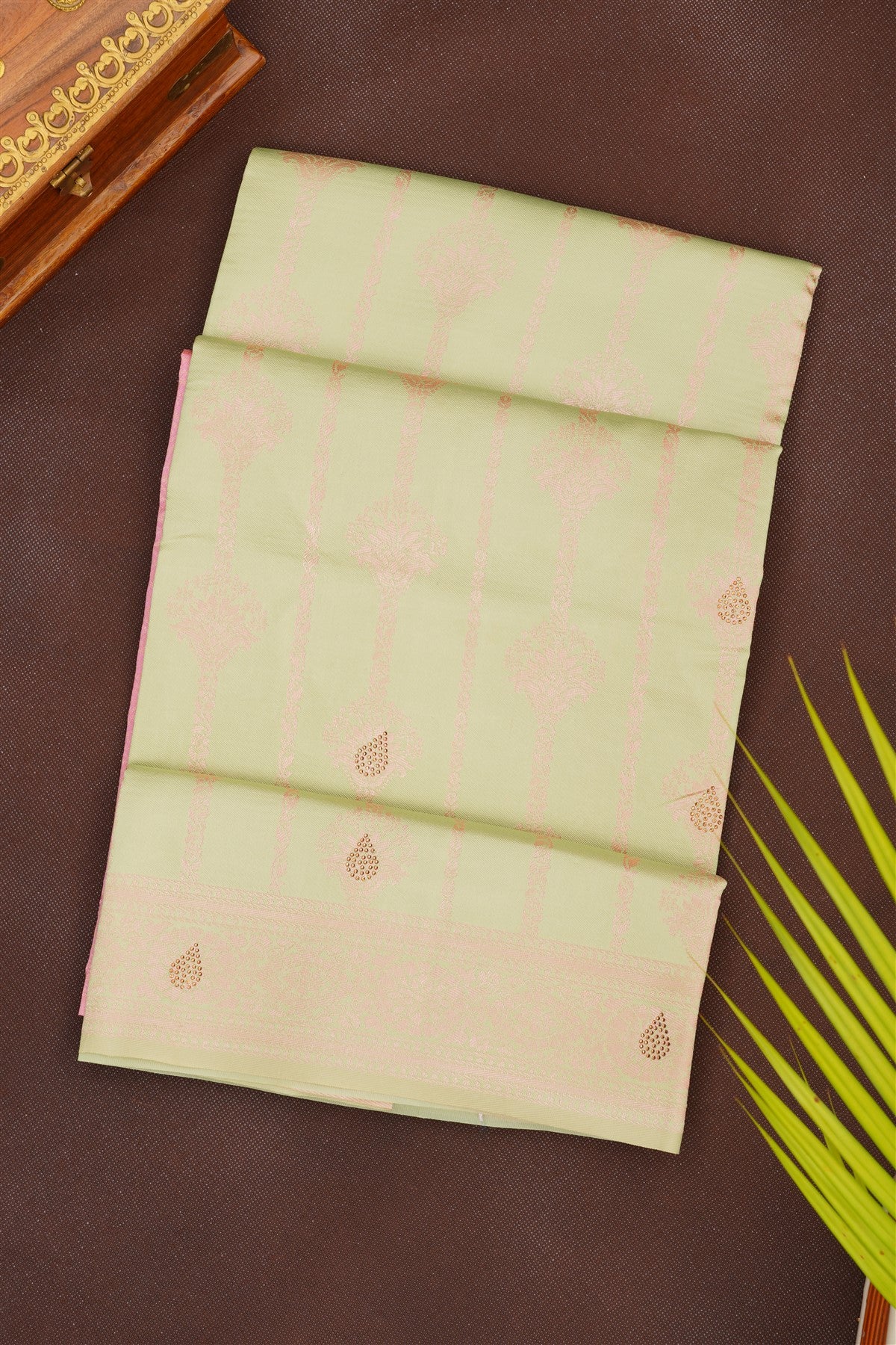 Fancy Silk Blend Pista Green Saree
