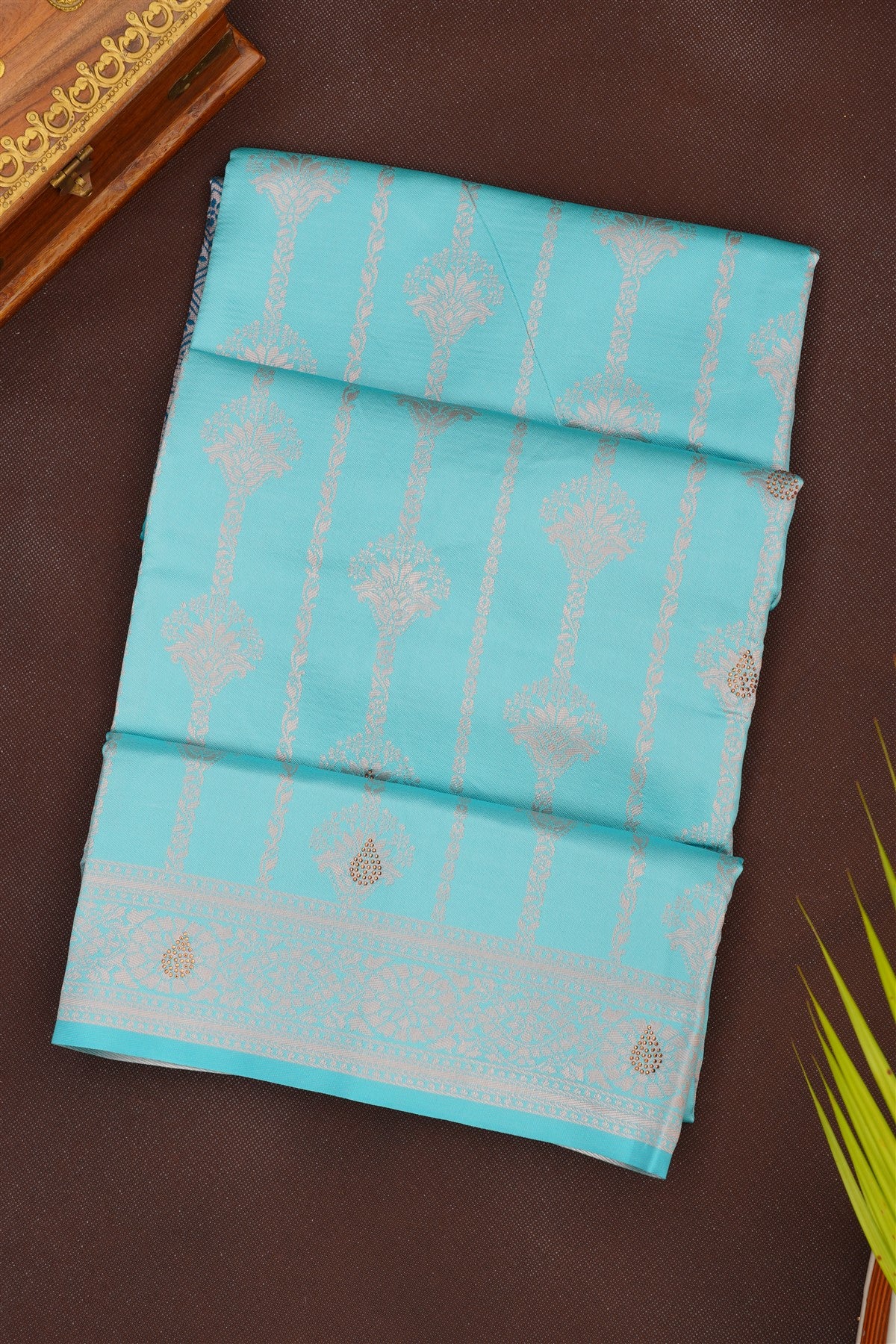 Fancy Silk Blend Sky Blue Saree