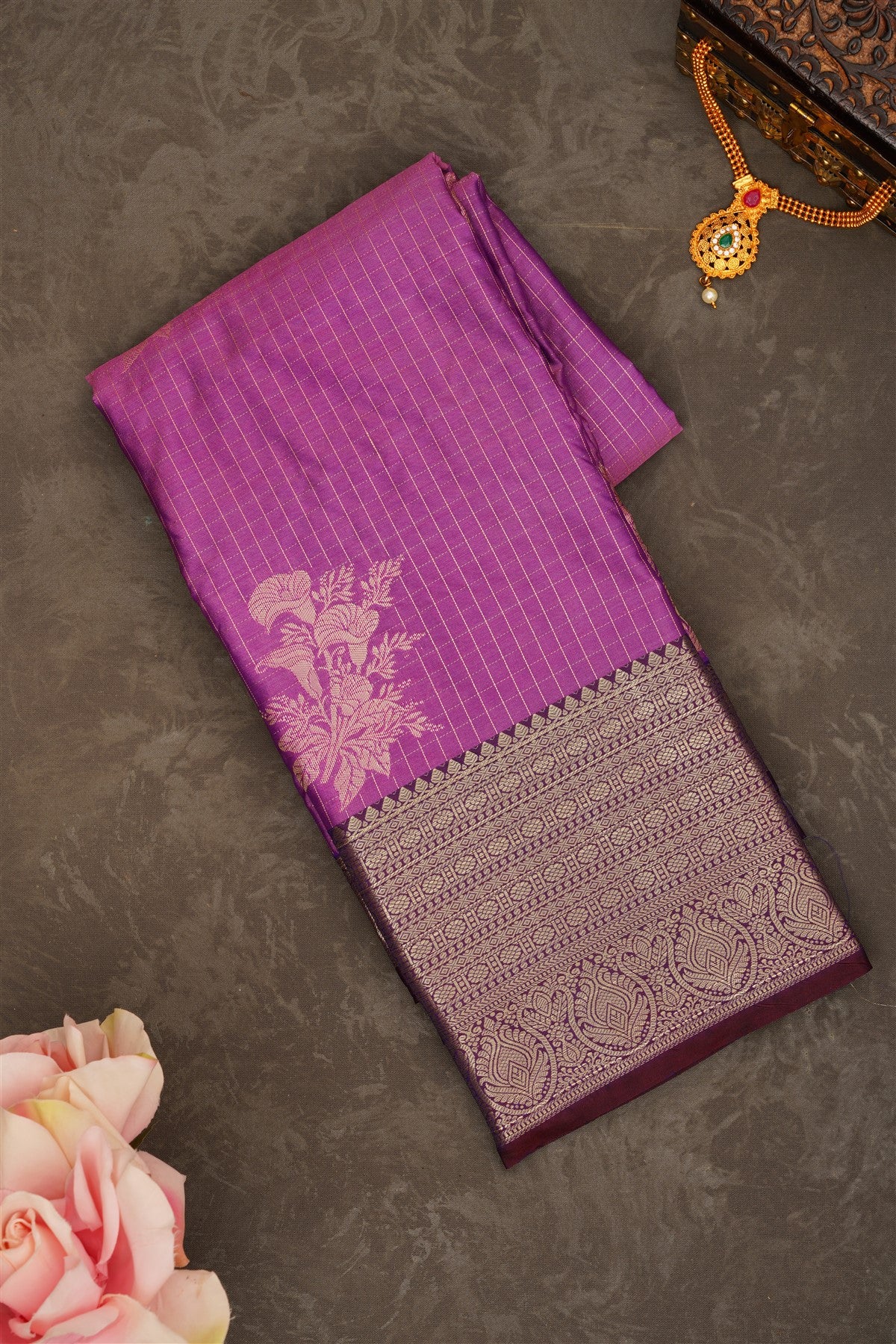 Semi Pattu Silk Blend Light Purple Saree